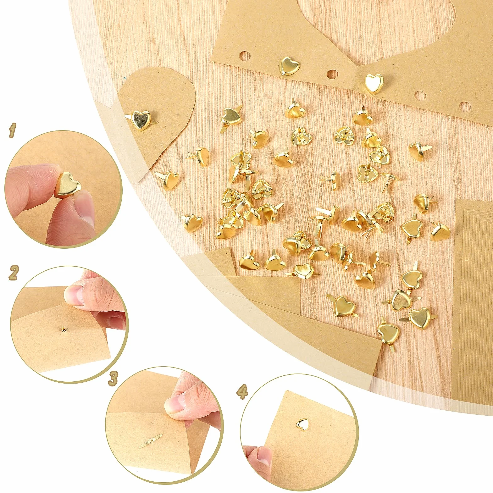 Mini mollette a forma di cuore in metallo, per scrapbooking, fai da te, 100 pezzi