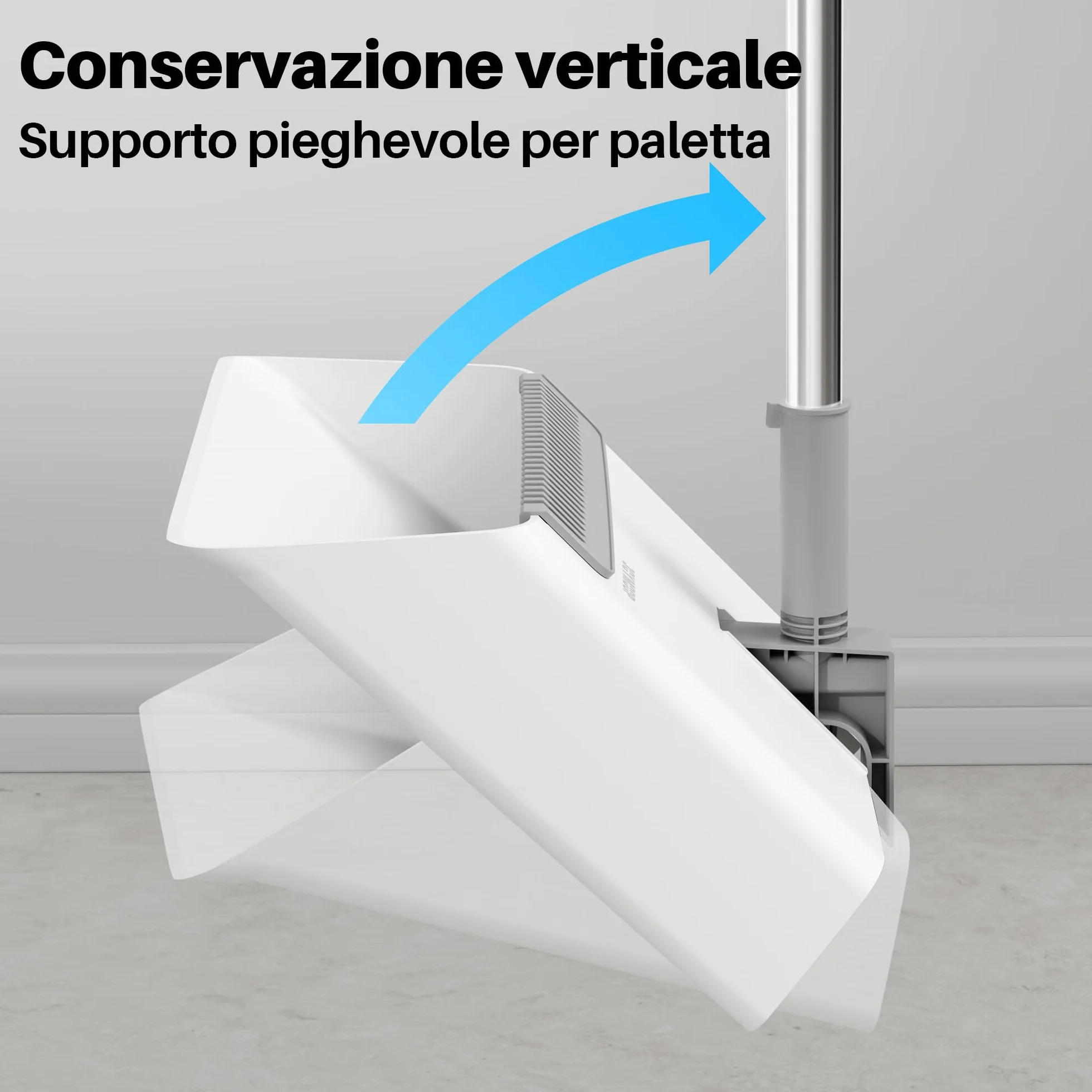 JOYMOOP set scopa e paletta, paletta e spazzola con manico lungo, scopa senza bisogno di piegarsi per uso interno ed esterno, bianco e grigio