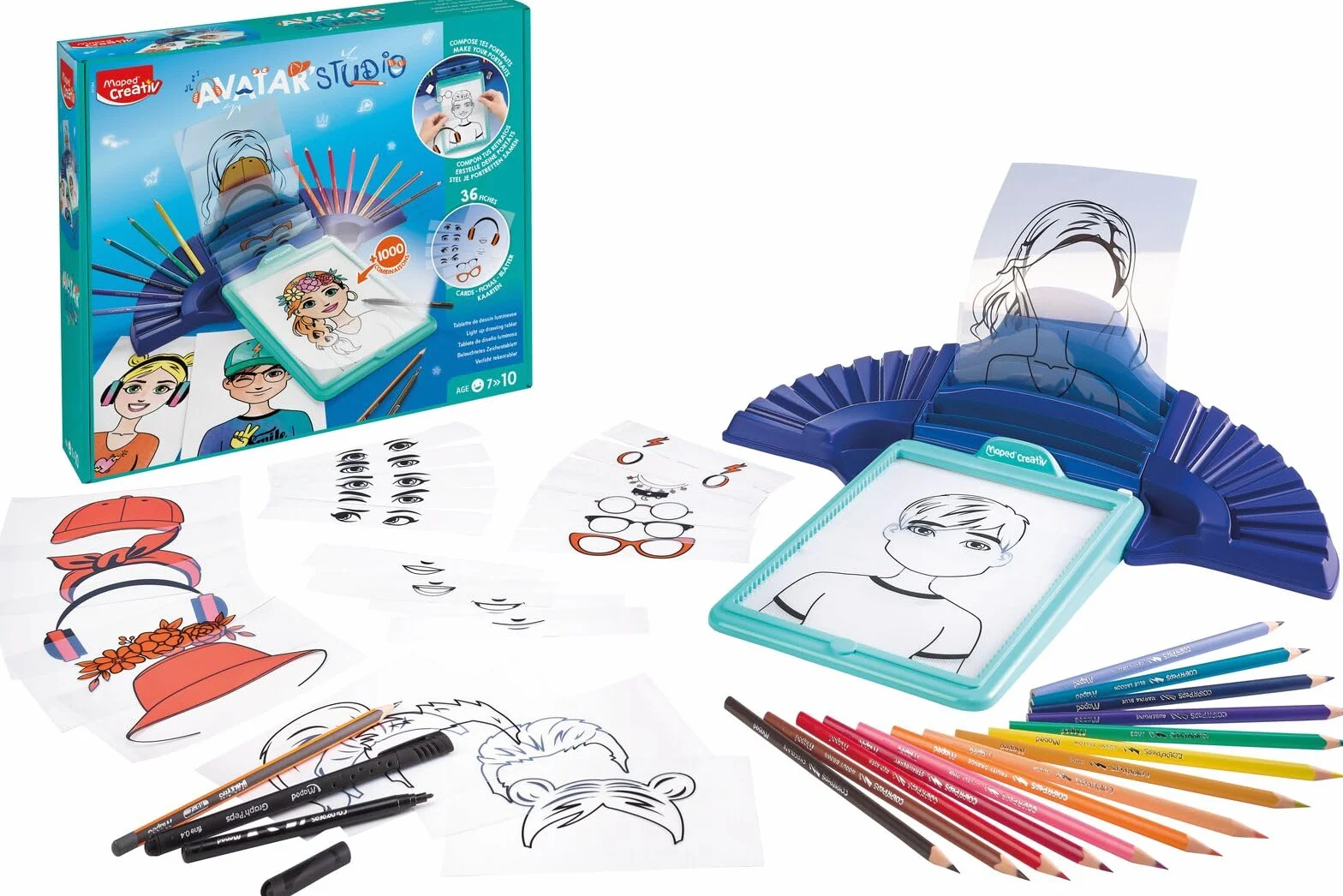 Maped Avatar Studio Scatola luminosa da colorare con macchina da disegno 36 modelli calca e colora