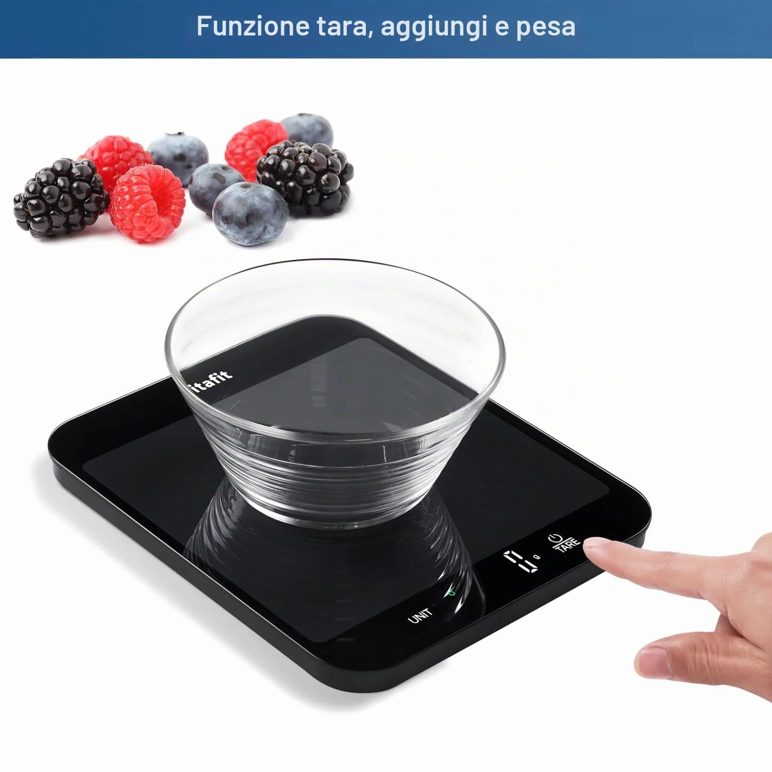 Bilancia Cucina Digitale Vitafit 15kg Precisione 1g 215x180mm Nera