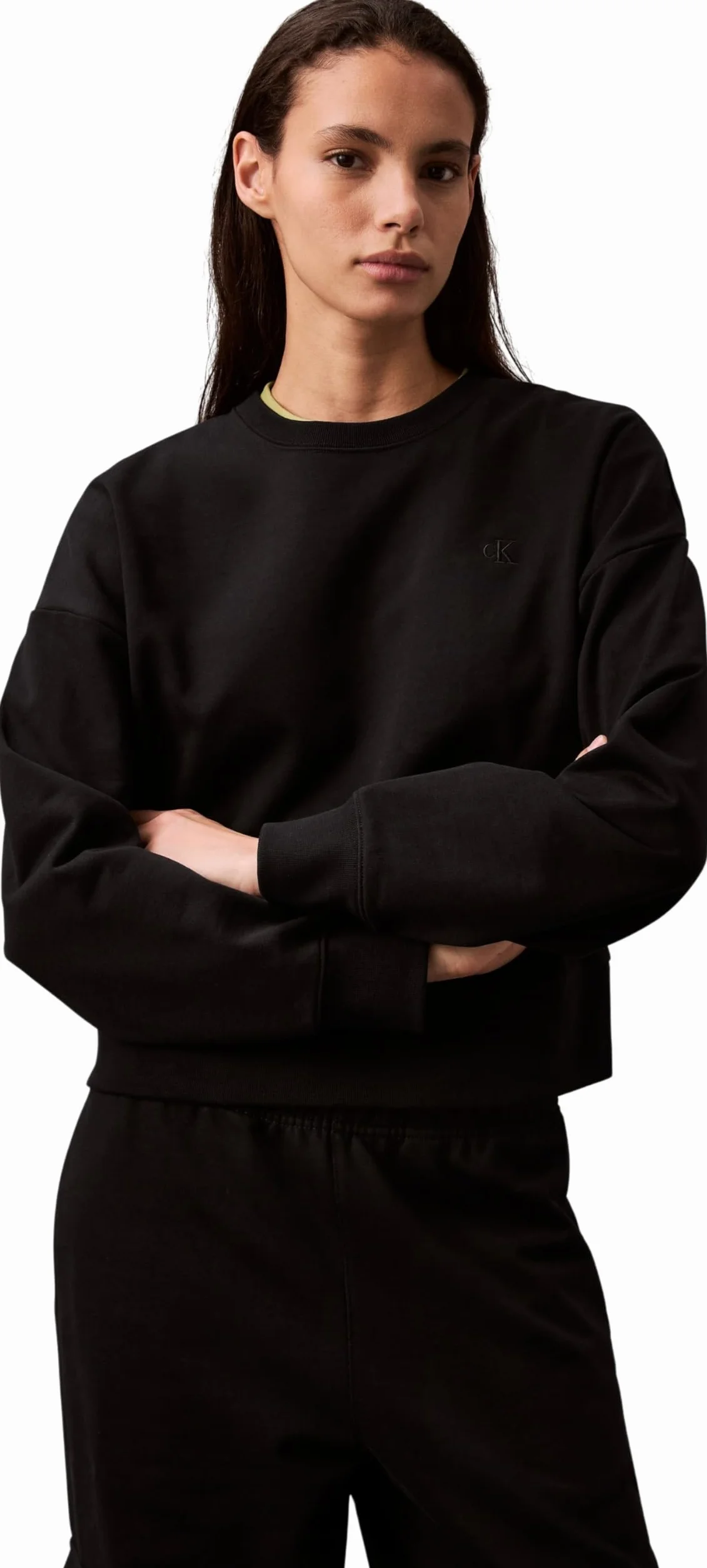 Calvin Klein Donna Felpa Archive Logo French Terry Girocollo