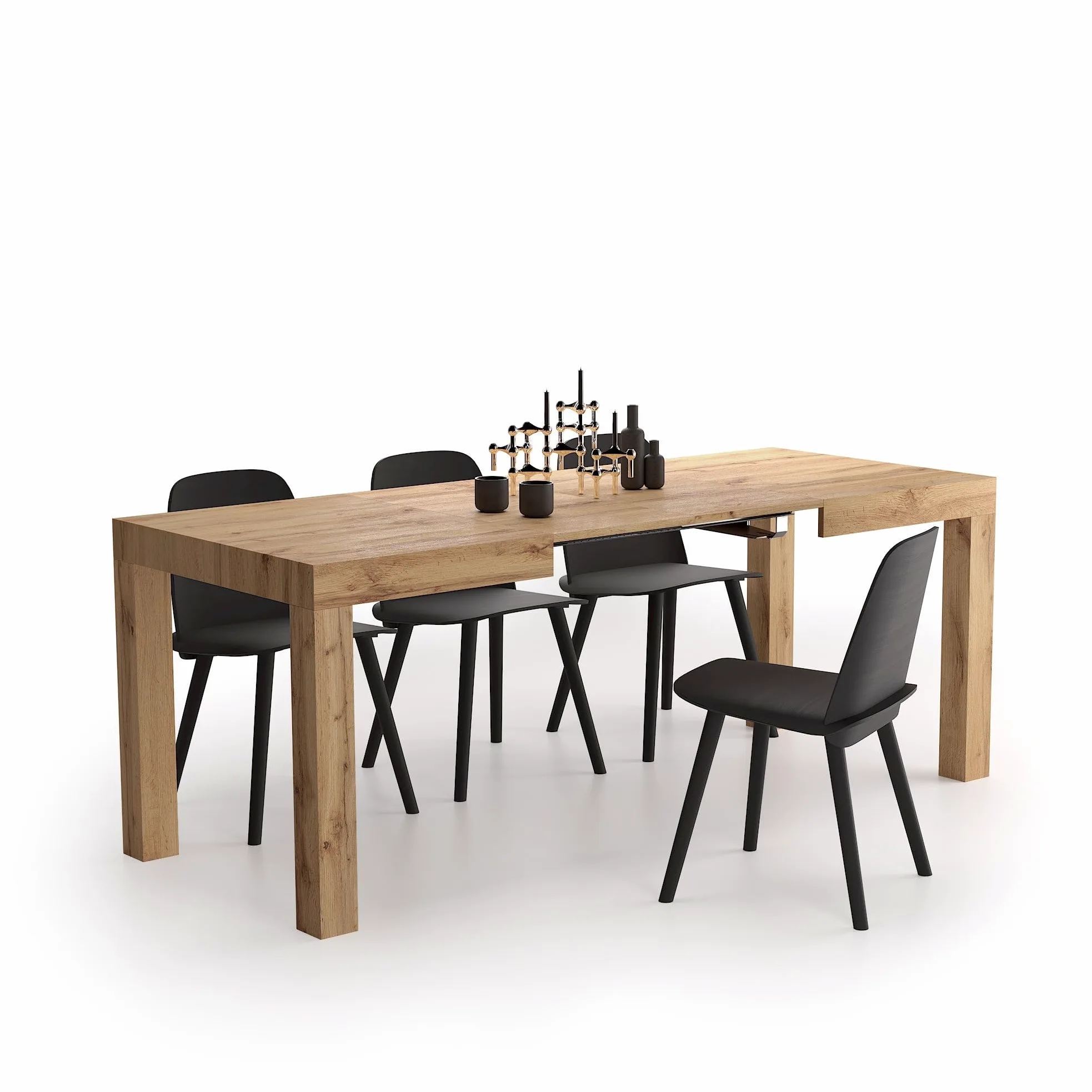 Mobili Fiver, Tavolo Allungabile First, 120(200) x80 cm, Rovere Rustico, per 6-8 persone, Tavolo Cucina, Soggiorno, Made in Italy