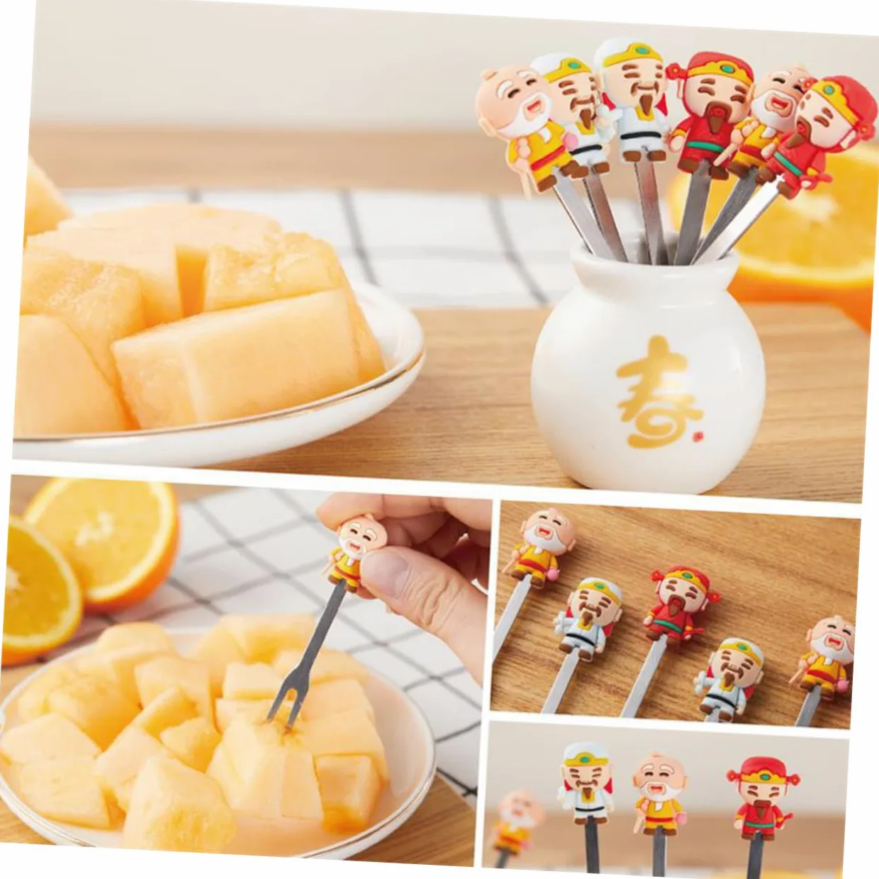 BESTonZON 3sets Forchette Acciaio Inossidabile Per Frutta e Mini Dolci Forchettine Eleganti Per Dessert e Antipasti Per Capodanno Cinese e Feste Pratiche e Resistenti