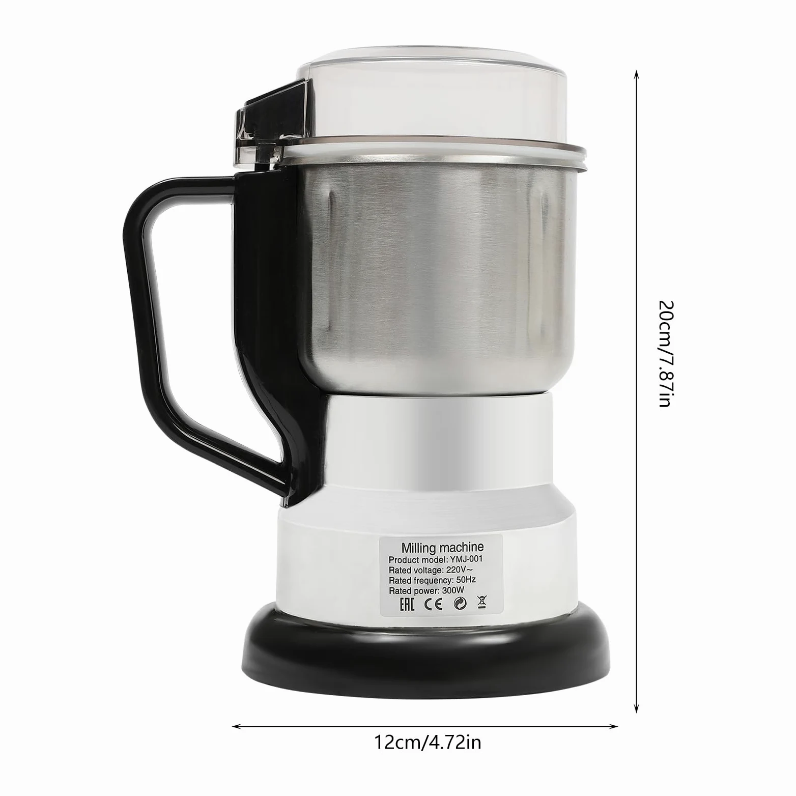 Grano Elettrico Mulino Multifunzionale 300W Alta Velocità Macinaspezie Macinacaffè Ultra Fine 500ml Capacità Acciaio Inox Polvere Macchina Coperchio Trasparente Per Materiali Secchi