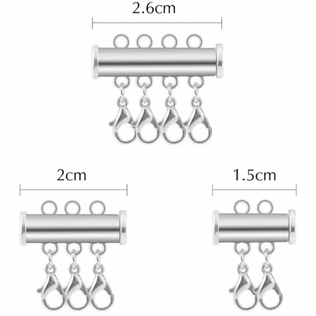 JEYORZY 3pcs connettori per gioielli, chiusure magnetiche a strati per collane, chiusure a strati per collane, chiusure distanziali per collane a strati, separatori per collane multifilo, per 3 misure