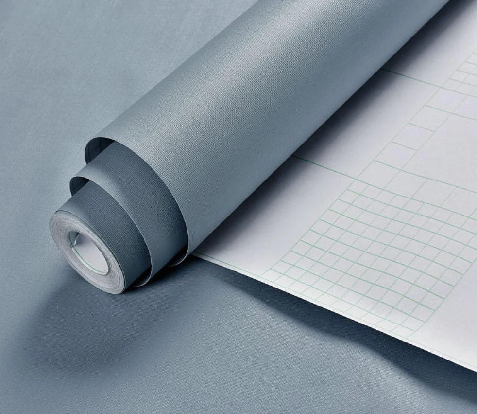Carta da parati autoadesiva in vinile grigio blu per decorare mobili, opaca, rimovibile, lavabile, per piano di lavoro, armadio, bagno, mensola, spessore 23,6 x 354,7,6 cm