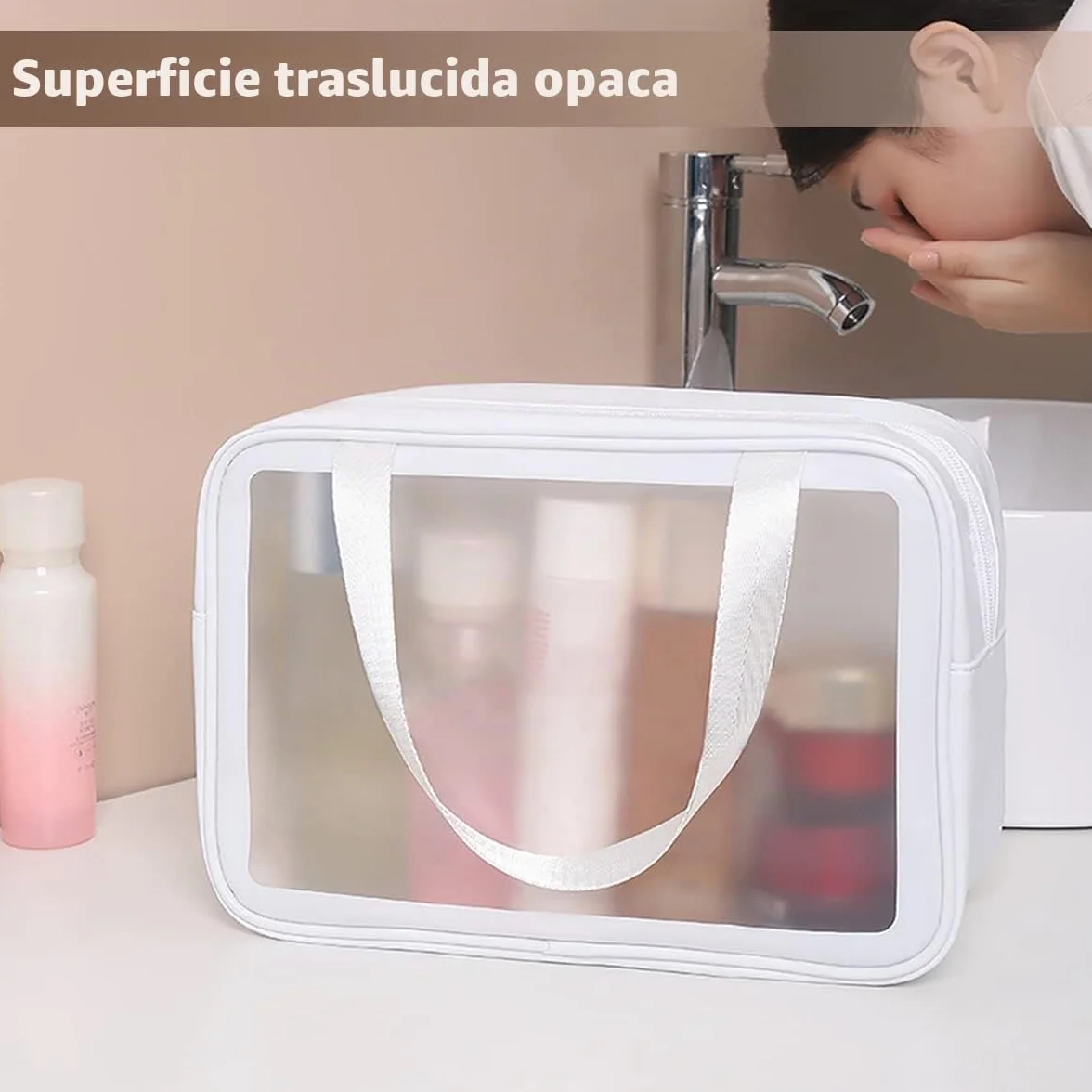 Borsa da Toilette Grande per Donne e Uomini, Wash Bag da Viaggio con Maniglia per il Trasporto, Borsa da Doccia Portatile