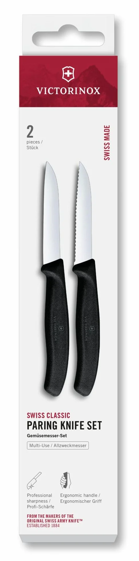 Victorinox Swiss Classic zestaw noży do warzyw 2 szt., 8 cm, czarny