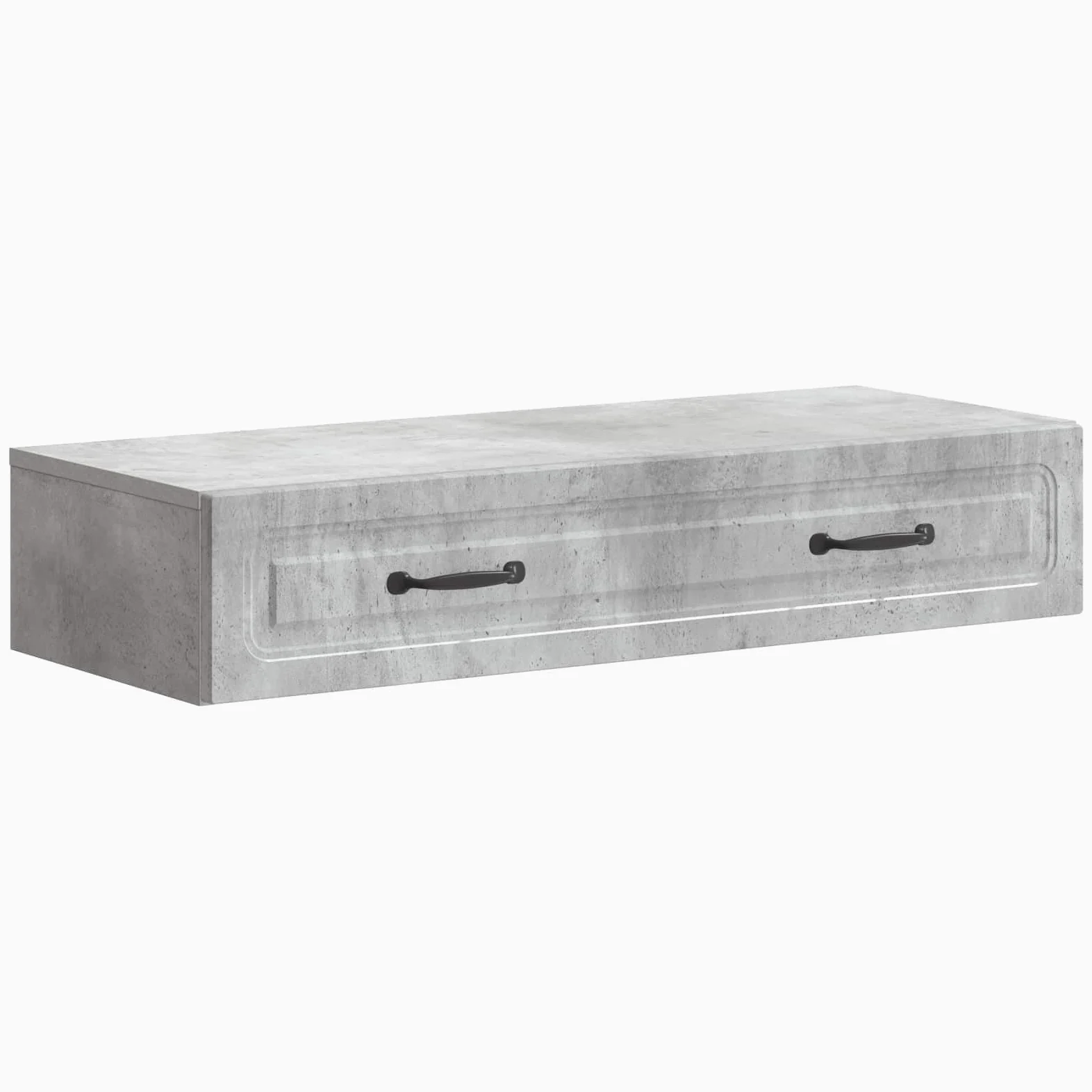 Tavolino da parete grigio cemento, 87,5 x 34,5 x 17 cm, in legno con cassetto e scomparto chiudibile, organizer per ufficio, soggiorno, corridoio, garage