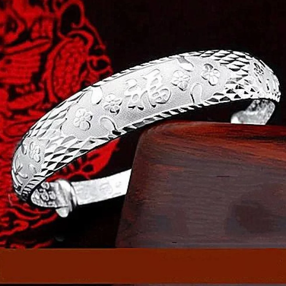 Bracciale Argento Donna,Bracciale Da Donna In Argento 925 Vintage Regolabile Cinese Bracciale Fortunato Bracciale Rigido Gioielli In Argento Sterling Regali Di Compleanno Per Sorelle Amiche Coppie M