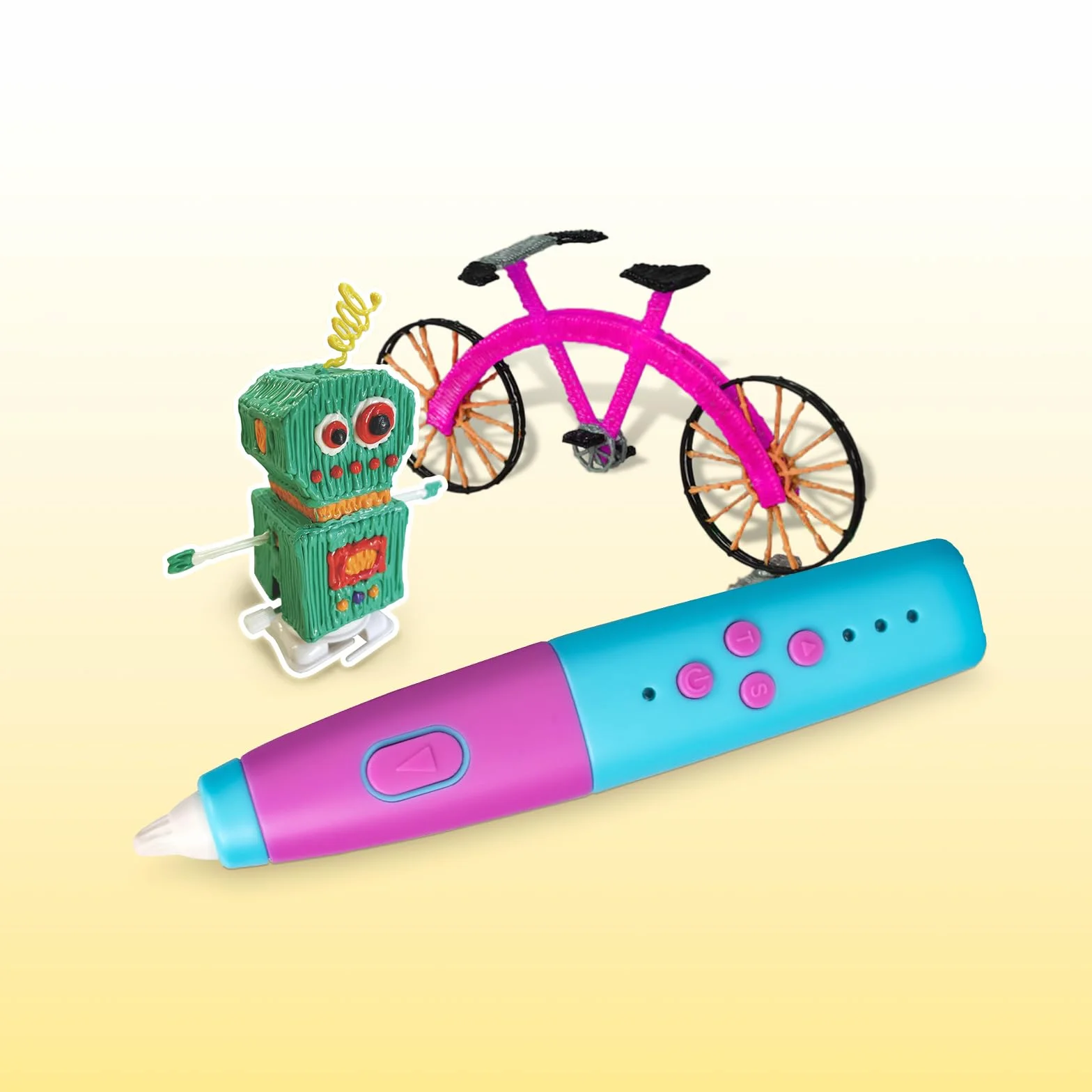 Penna 3D Kretrum a Bassa Temperatura Kit con Stencil Robot, Filamento PCL 1,75 mm, Protezioni Dita