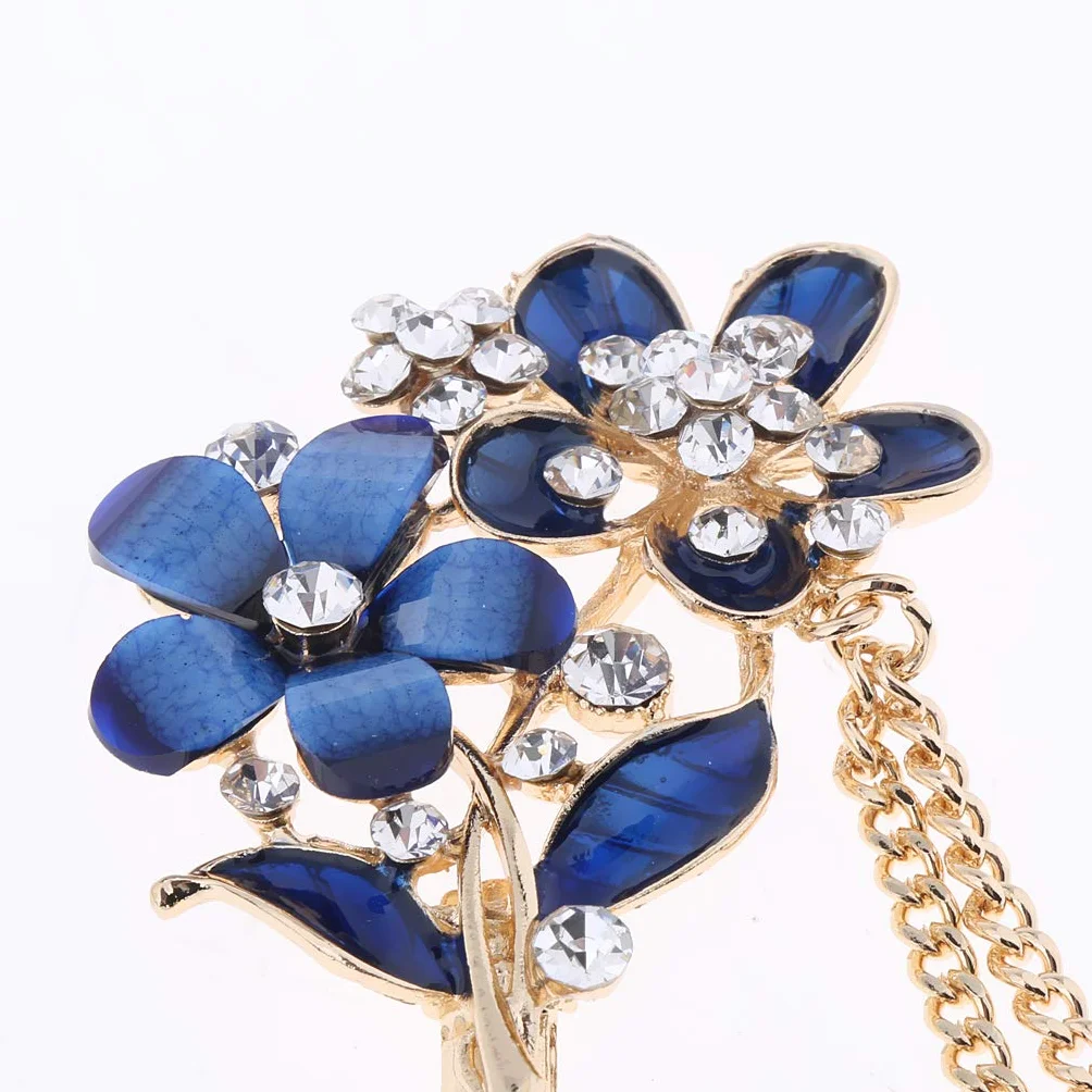 Bacchette per capelli cinesi con strass di cristallo a forma di fiore blu