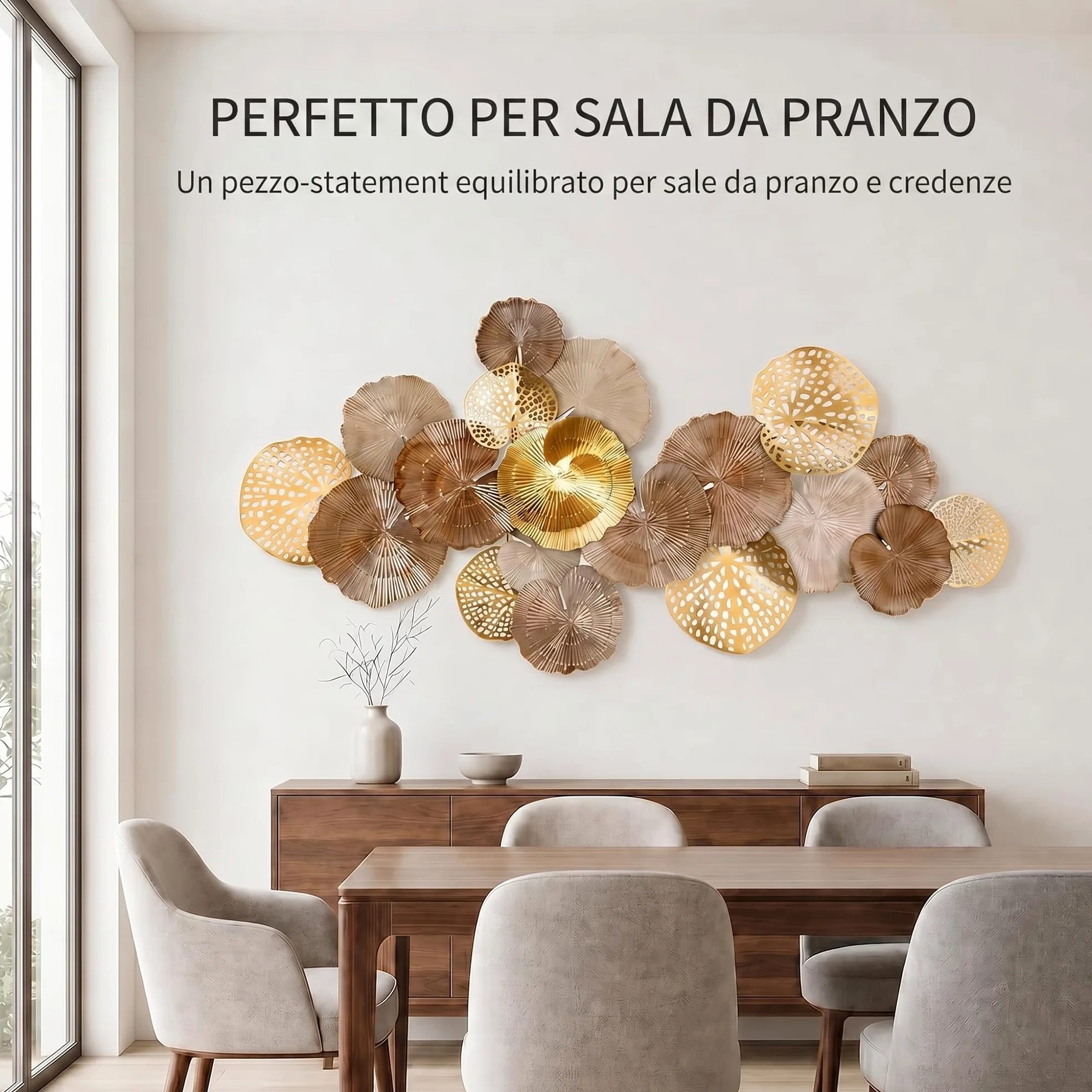 Blissio Grande Decorazioni Parete, Design di Foglie di Loto 3D Decorazioni di Metallo Parete, Decorazioni Parete Metallo, Perfetto Decorazioni Casa, per Soggiorno, Camera da Letto