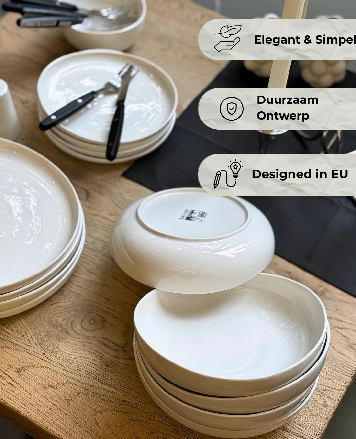 BAVARY Set Piatti Porcellana Smile 27 Pezzi – Set Piatti 6 Persone Pensato Come Servizio Piatti Completo – Stile Da Piatti Moderni – Dettagli Da Servizio Piatti 6 Persone In Autentico – Set Cucina