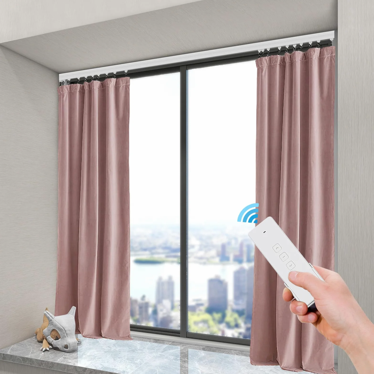 Binario per tende elettrico intelligente Tende Motorizzate 4,2 m Binario elettrico intelligente per tende collegabile tramite WIFI e ZIGBEE, con Telecomando