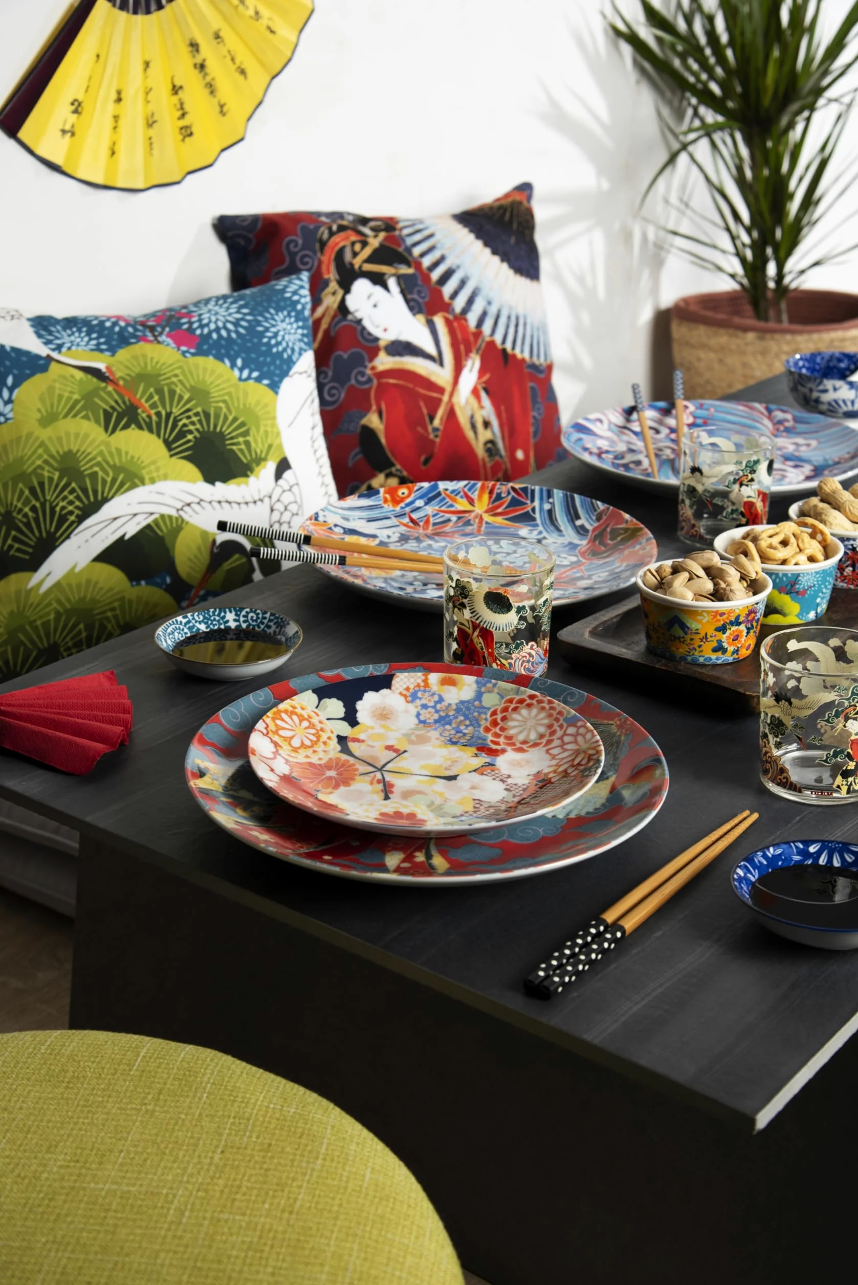 Excelsa Kimono Servizio di Piatti 18 Pezzi, Porcellana e Ceramica, Multicolore