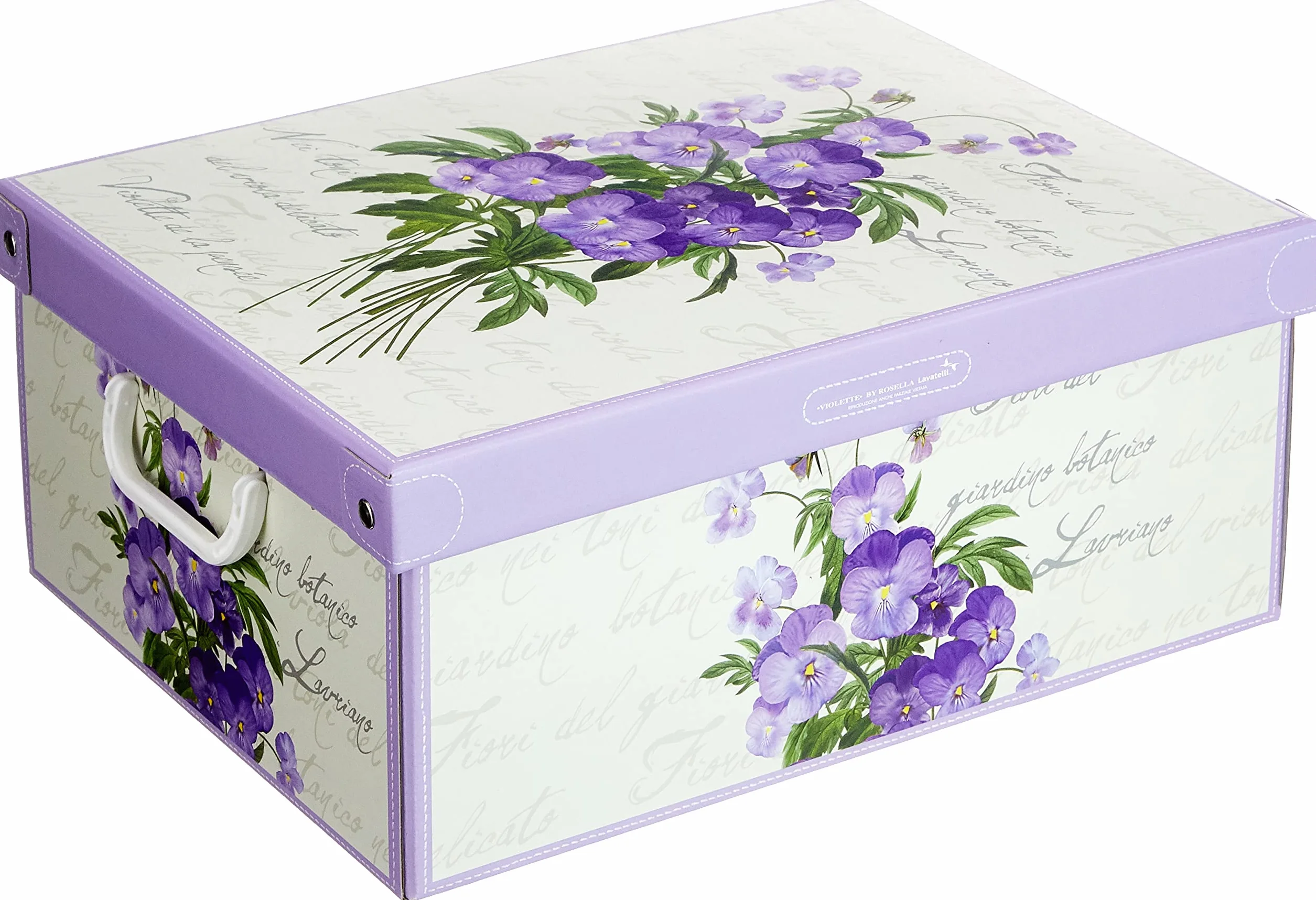 Lavatelli Scatola per armadio in cartone con coperchio profumo di Violette 32x42x17,5 cm organizer vestiti e biancheria