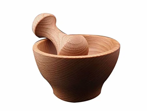 Set di mortaio in legno di faggio 10,5 cm x 6 cm per spezie e germogli