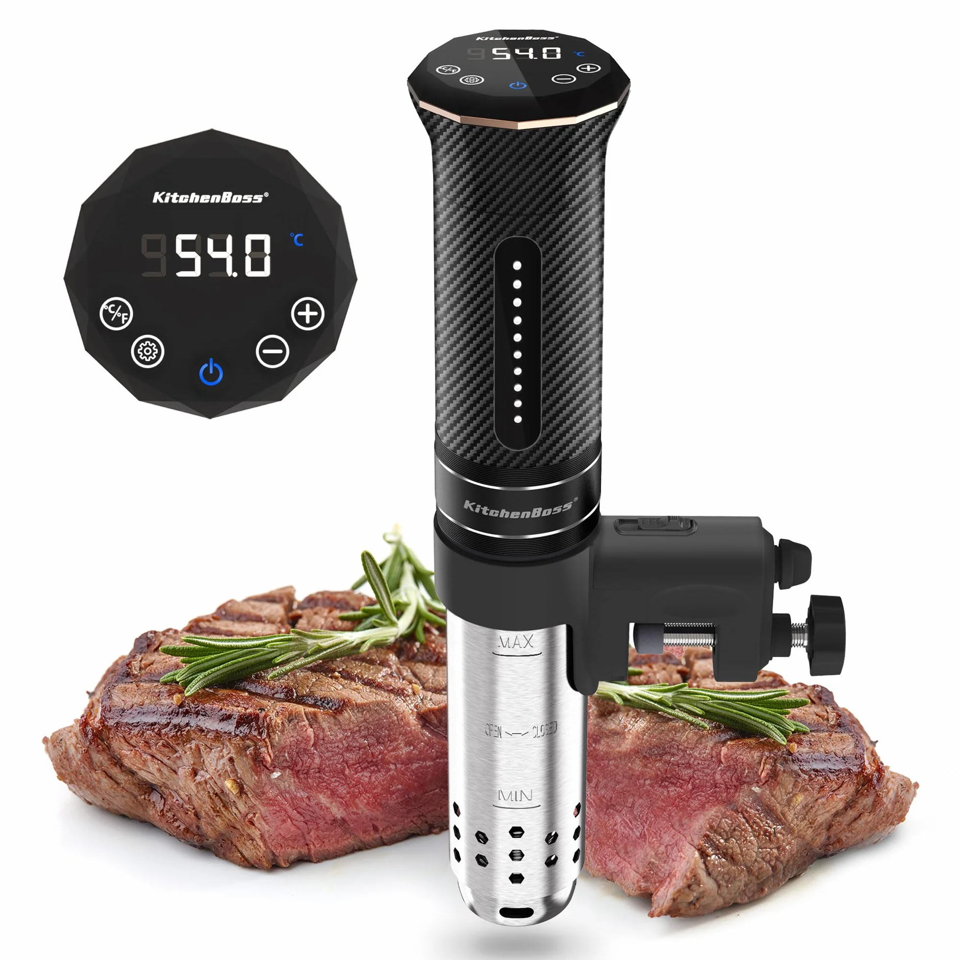KitchenBoss G300T Sous Vide Roner 1100W Termocircolatore Immersione IPX7 Impermeabile 20 Ricette Prenotazione