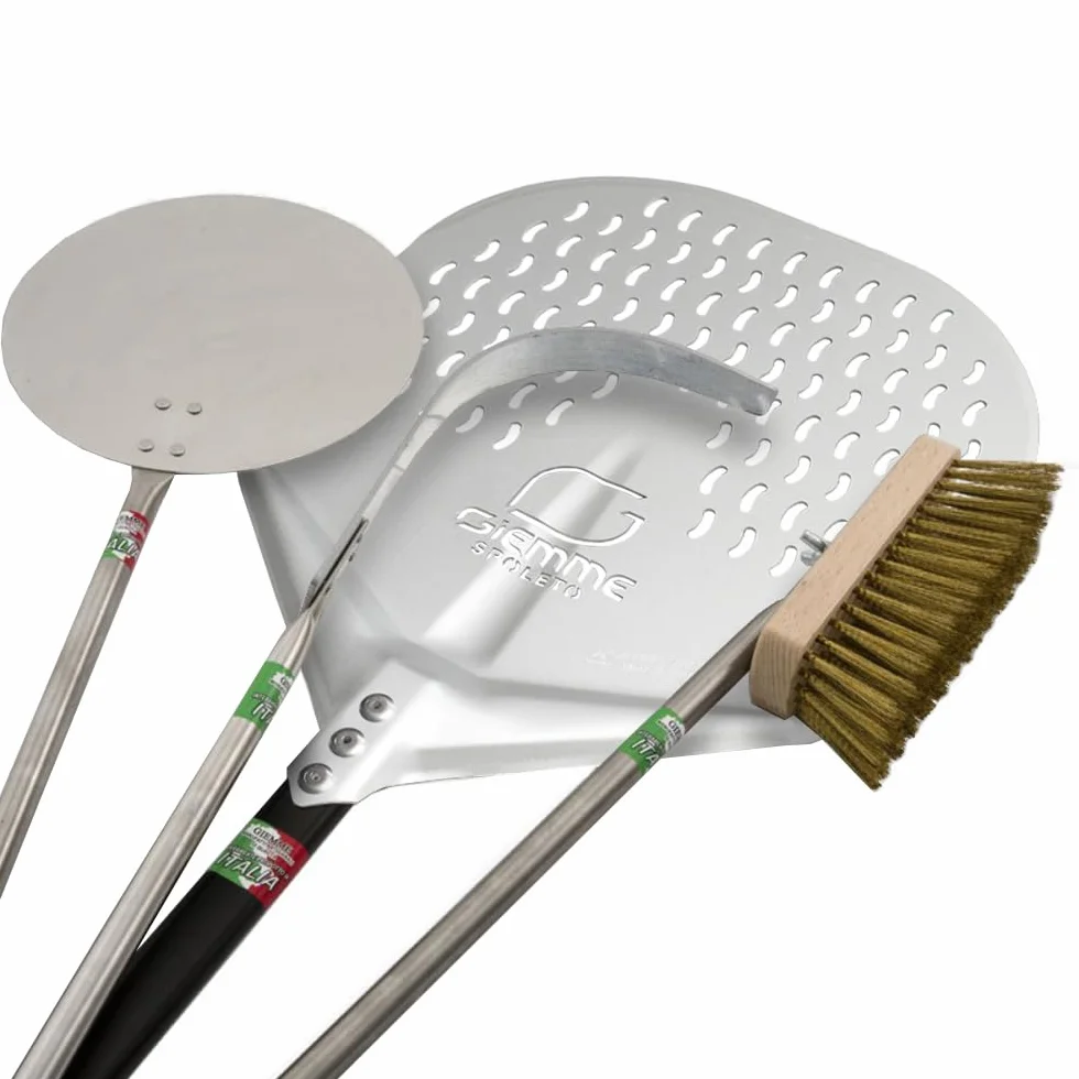 Giemme Professionale Pale per Pizza 4 Pezzi Alluminio Inox 33 cm Palino 22 cm Manico 150 cm