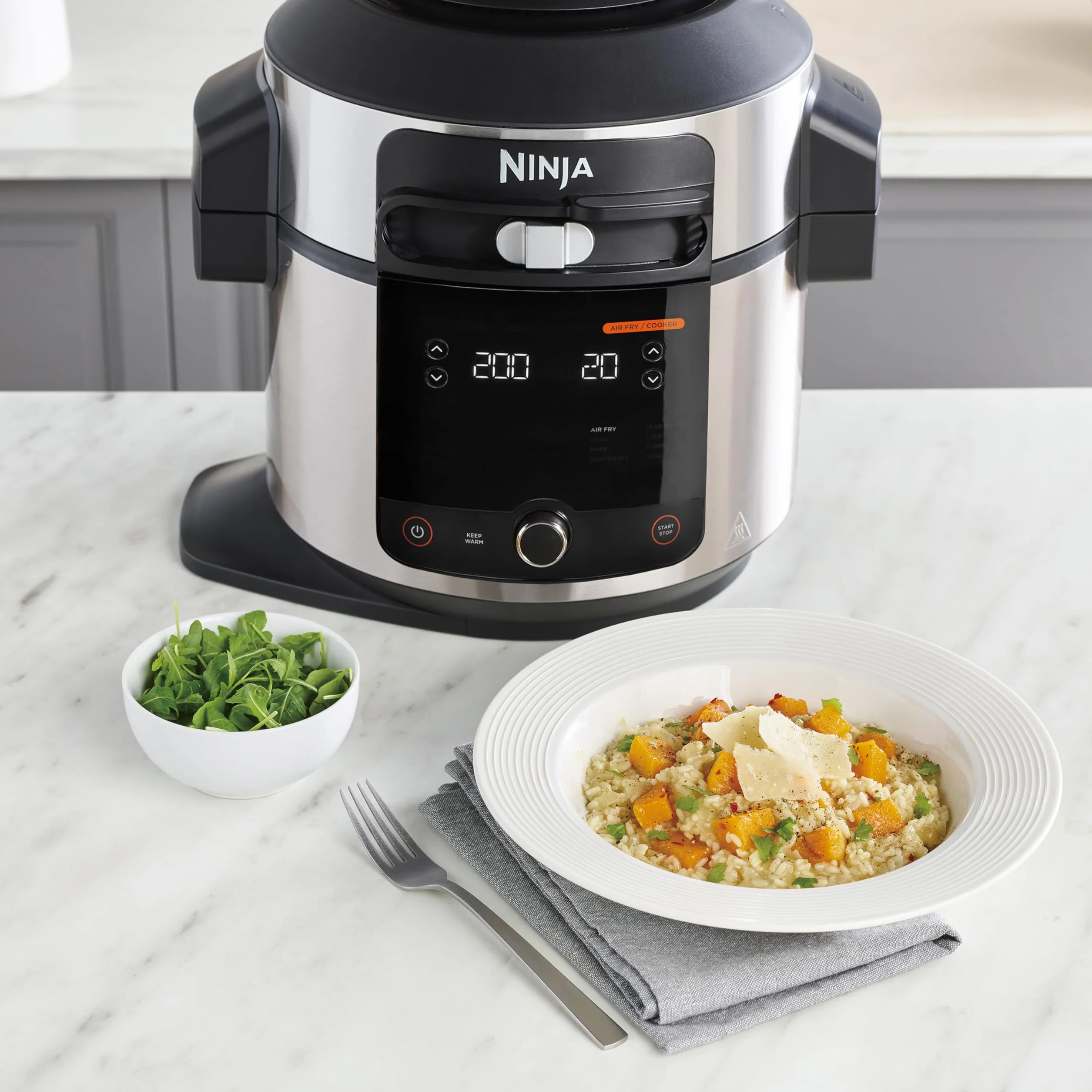 Ninja Foodi Multicooker SmartLid 6L Acciaio Inox 11 Funzioni Pentola a Pressione Friggitrice ad Aria Cottura a Vapore