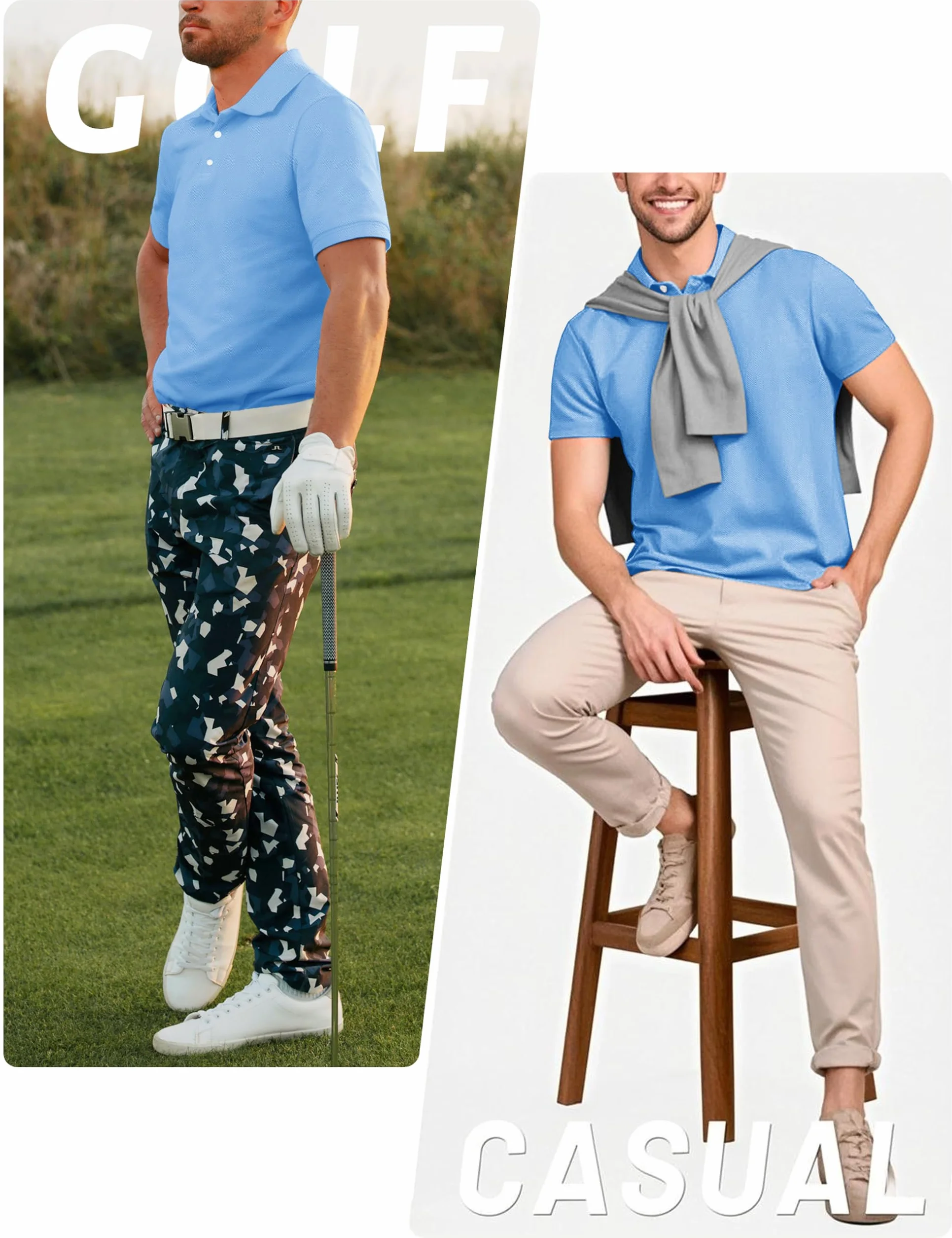 TACVASEN Polo Uomo Manica Corta Estiva Maglietta Traspirante Tecnica Basic Golf Slim Fit Leggera Elegante