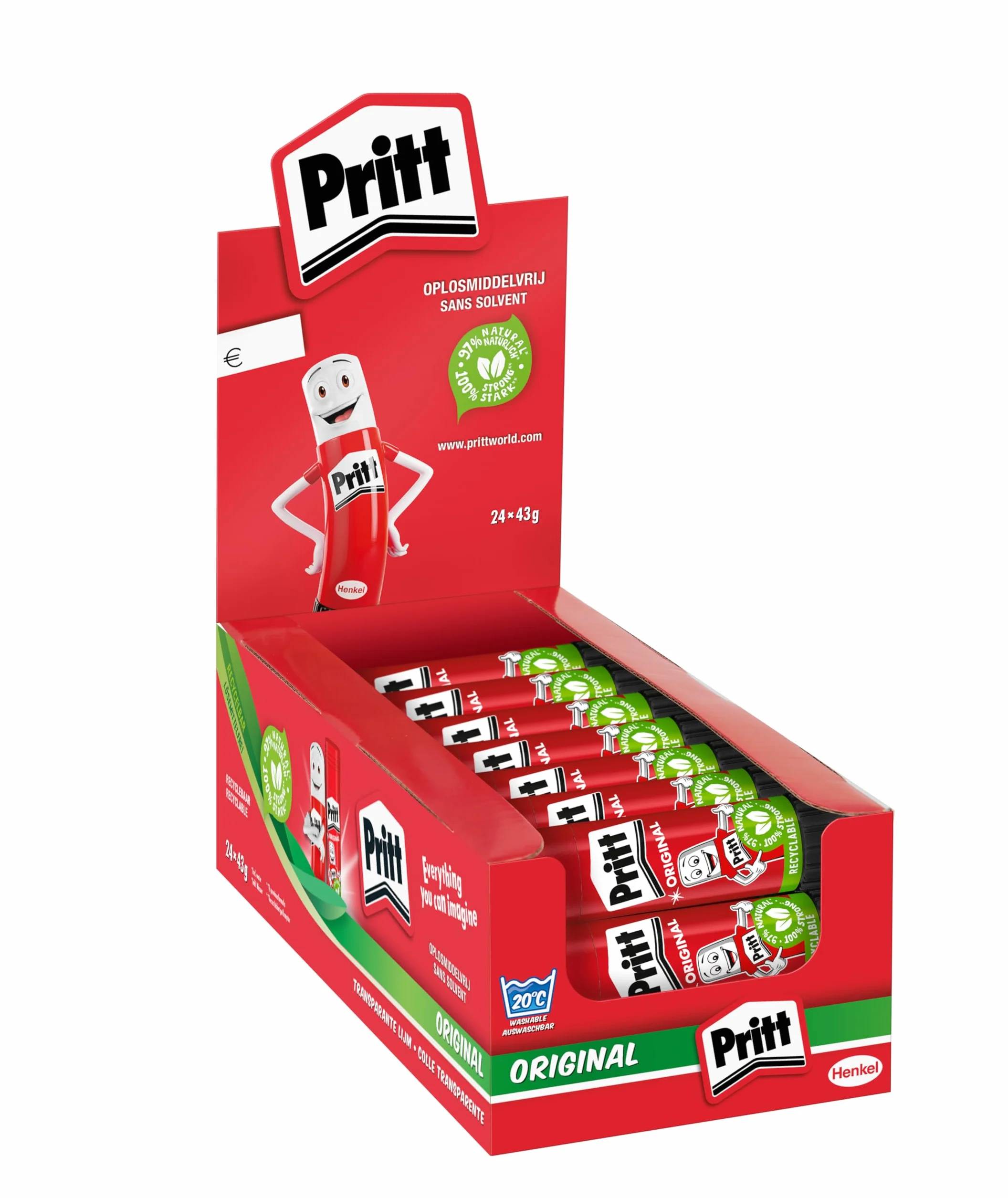 Pritt PKS42 - Scatola di colla stick con 24 stick di colla, originale, 43 g