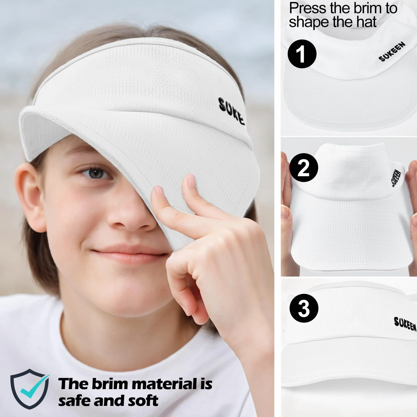 Sukeen Cappellino da donna UV protezione visiera parasole bambini 5-12 anni asciugatura rapida elastico traspirante