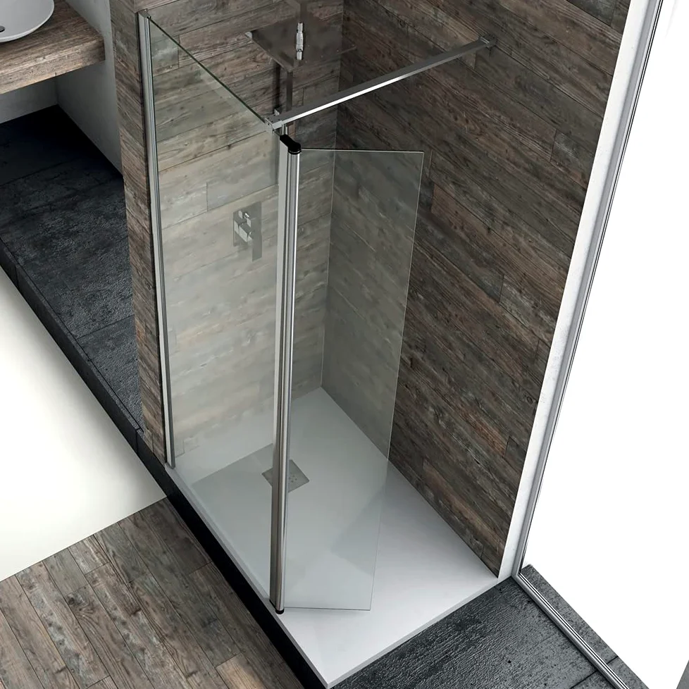 Ogomondo Walk-in Doccia con Anta basculante e Staffa Cristallo 8 Mm