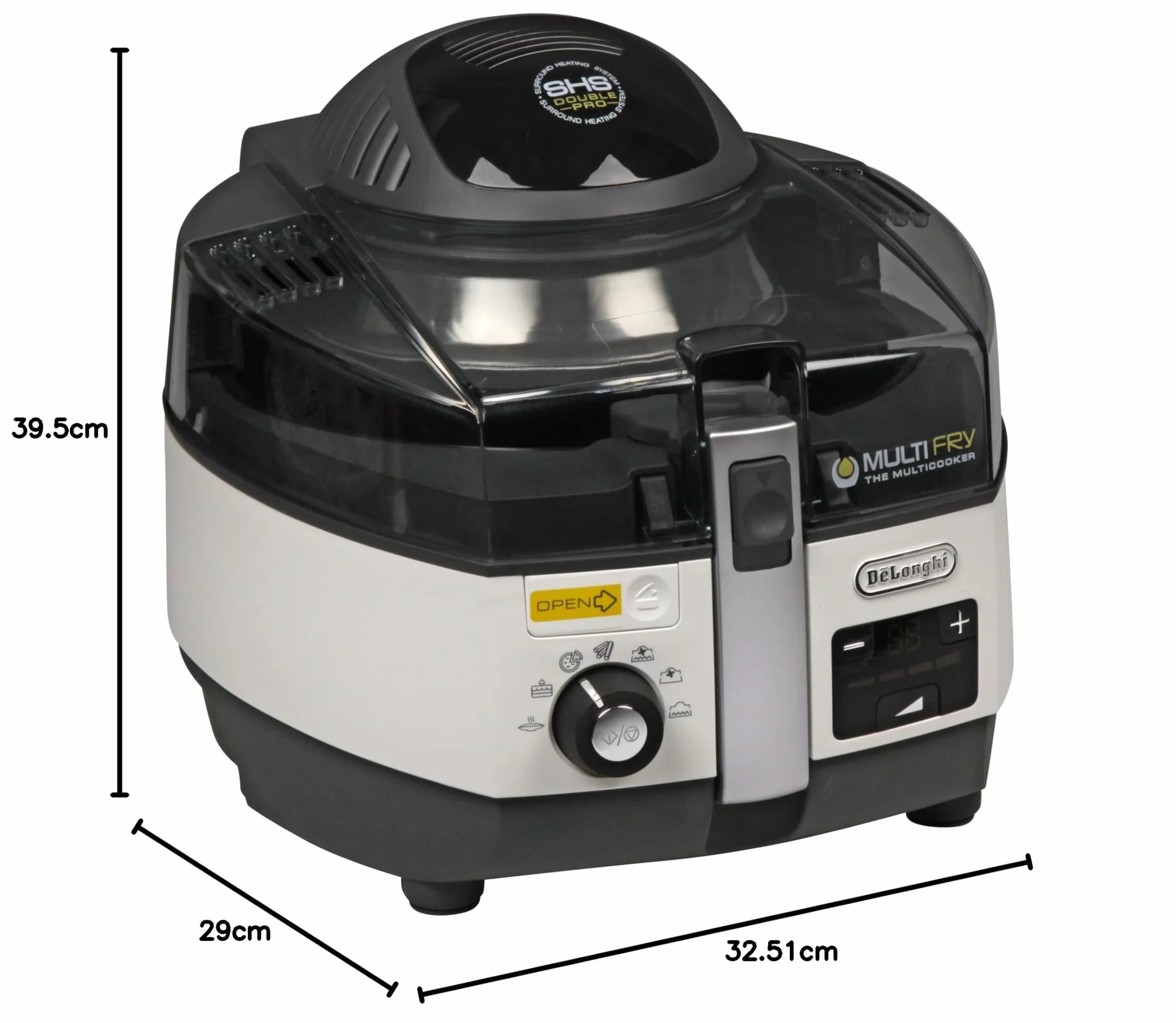 De'Longhi FH1394/2 Friggitrice ad Aria e Multicooker, Cuoce, Frigge, Sforna, 1,7kg, 5,7L, Nero/Silver