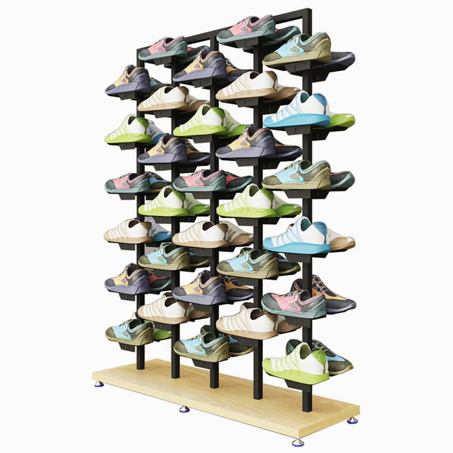 Espositori per Negozi di Scarpe Commerciali,Negozio di Abbigliamento Moderno,Grande scarpiera autoportante,scaffale per Scarpe da Ginnastica in Metallo,Supporto per Organizer per Scarpe Bout