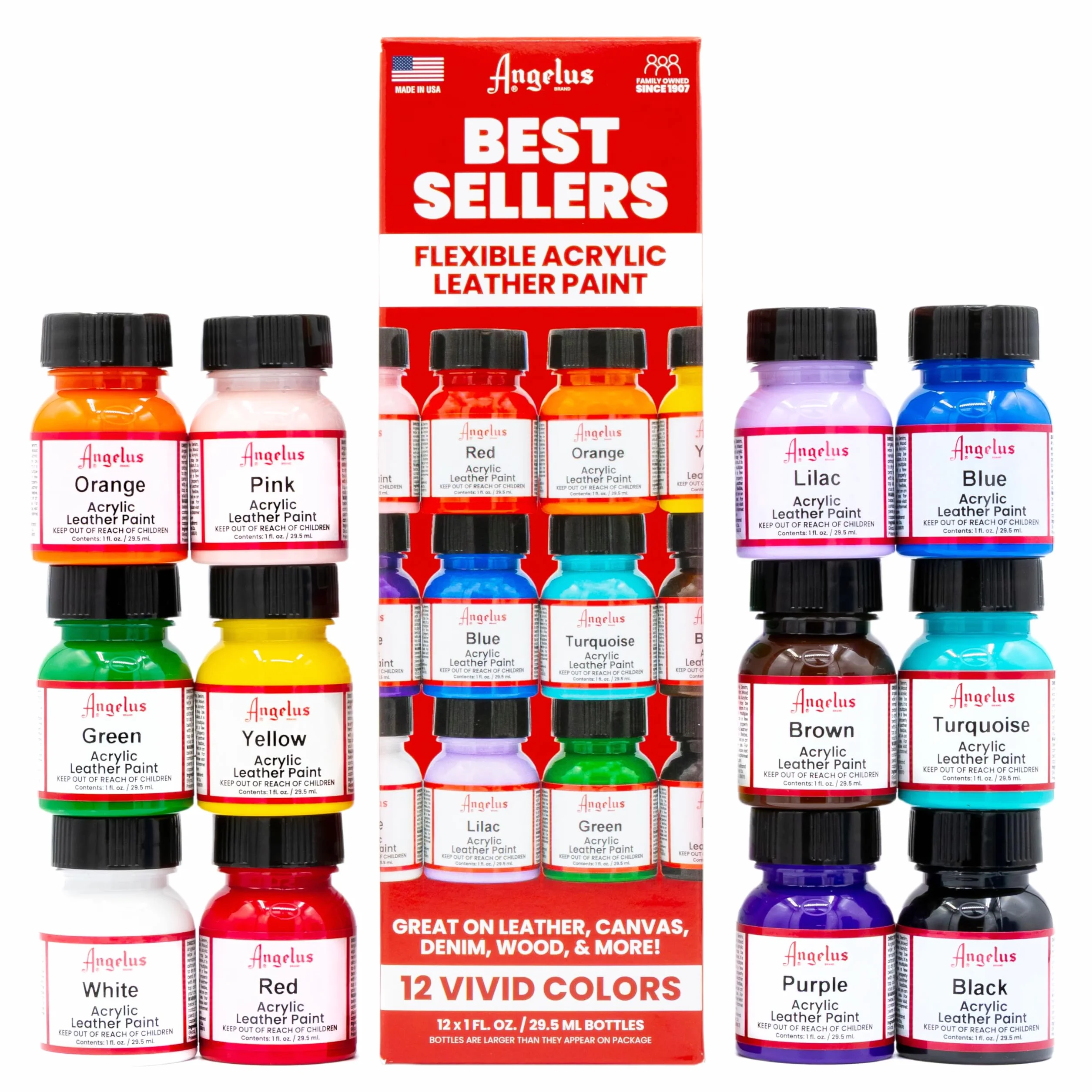 Angelus Kit di partenza colori acrilici per pelle, Multicolor, 1 Oz