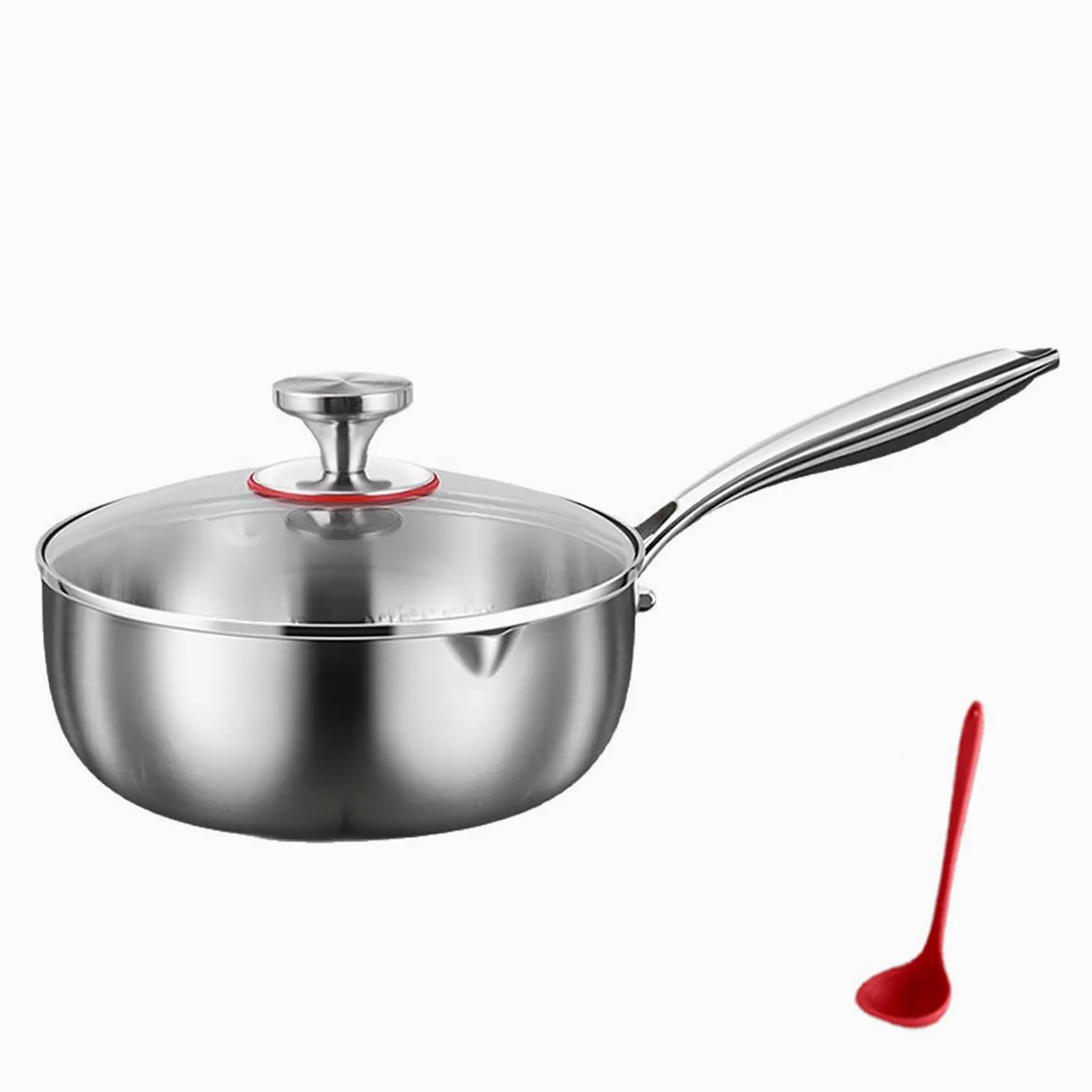 Padella in Titanio Plateful con Coperchio, Casseruola Yukihira in Titanio, Design a Doppio Beccuccio, Antigraffio, Non Rivestito, Adatto a Tutti i Tipi di Fornelli (24cm)