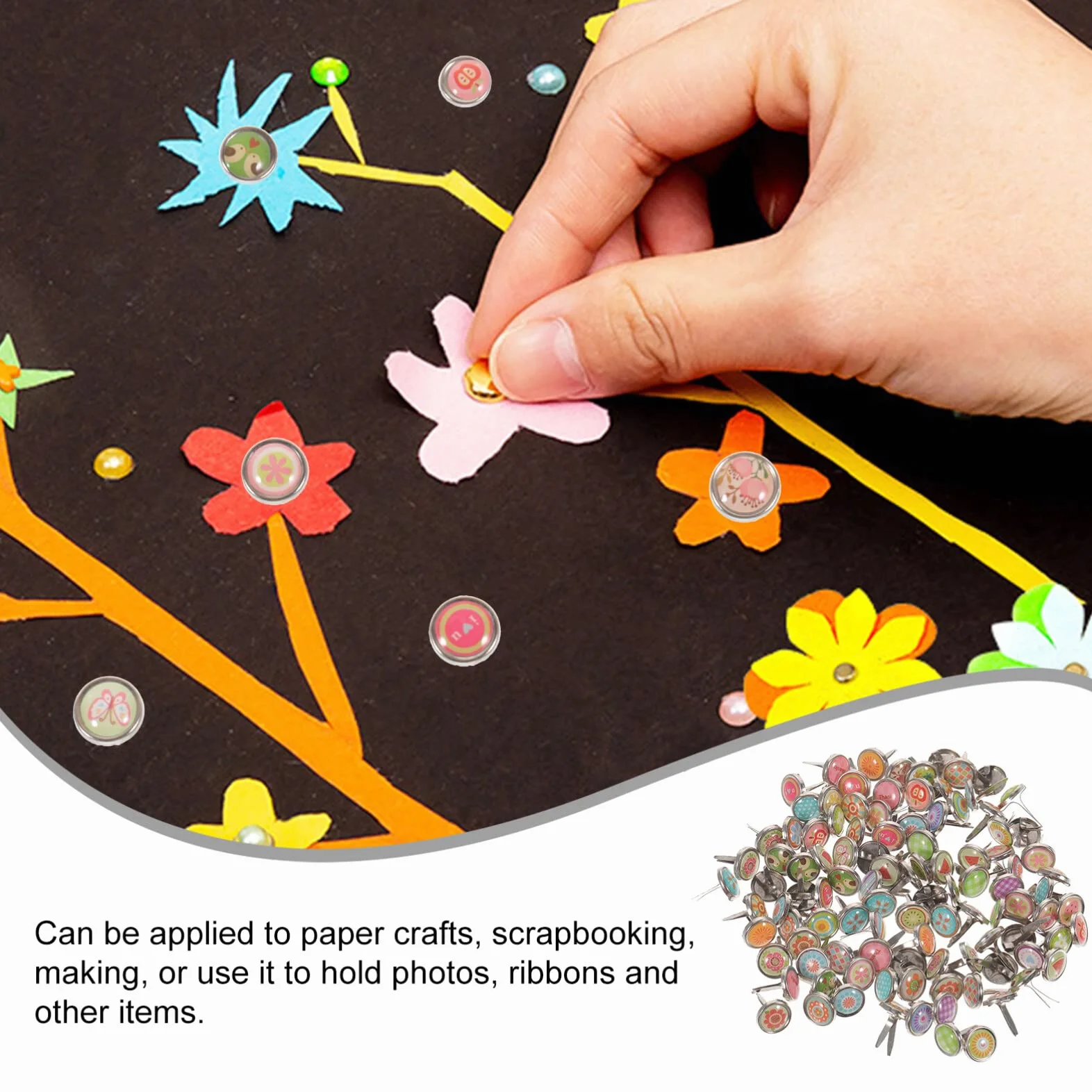 100pezzi Mini Brads Colorati Pastello per Scrapbooking E Artigianato Fermacampioni Rotondi per Fai da Te E Decorazioni