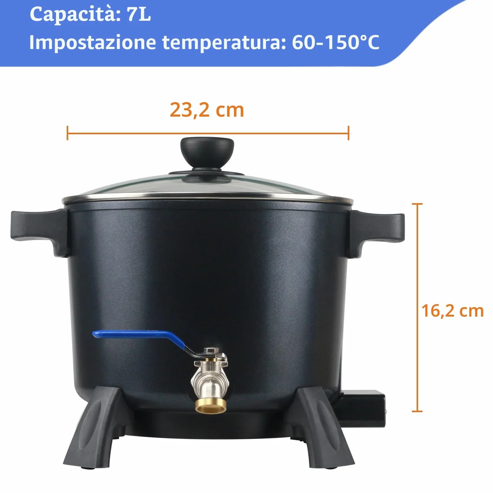 Yuuchail Fonditore di cera per candele, pentola elettrica antiaderente 7 litri con controllo temperatura, beccuccio alluminio