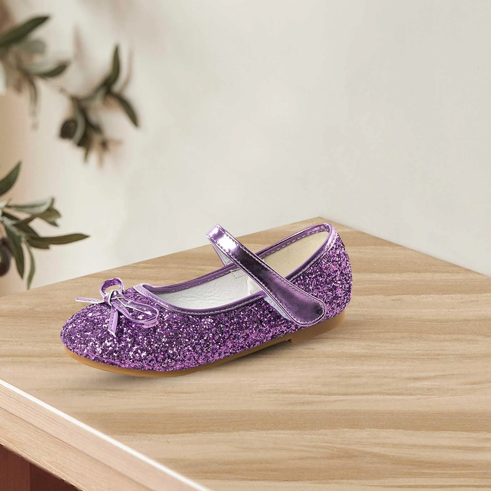 Scarpe Glitter Principessa Ballerina per Bambine con Fiocco