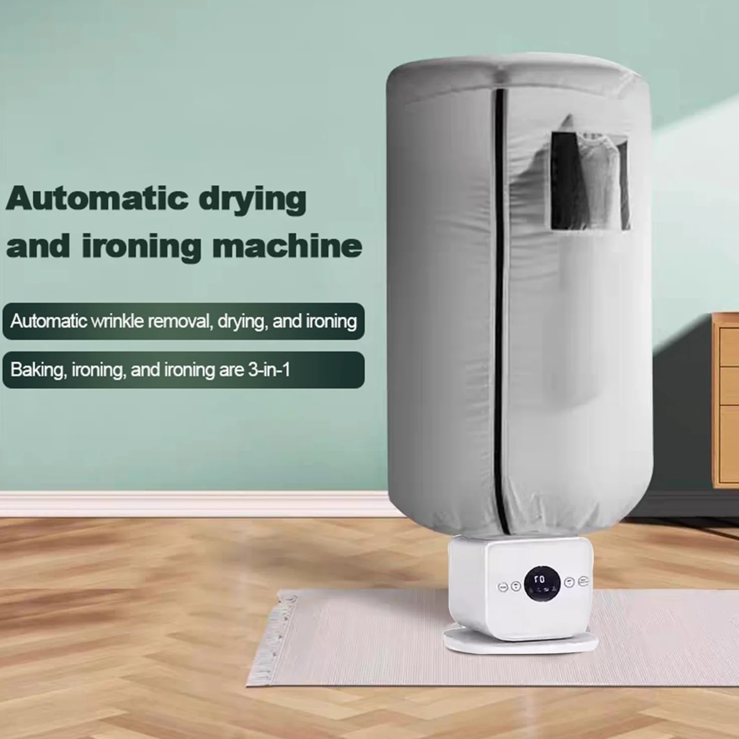 Macchina da stiro a vapore elettrica, macchina da stiro e asciugatura automatica a mani libere da 1000 W, macchina da stiro gonfiabile for camicie con controllo touch, armadio a vapore verticale(B)
