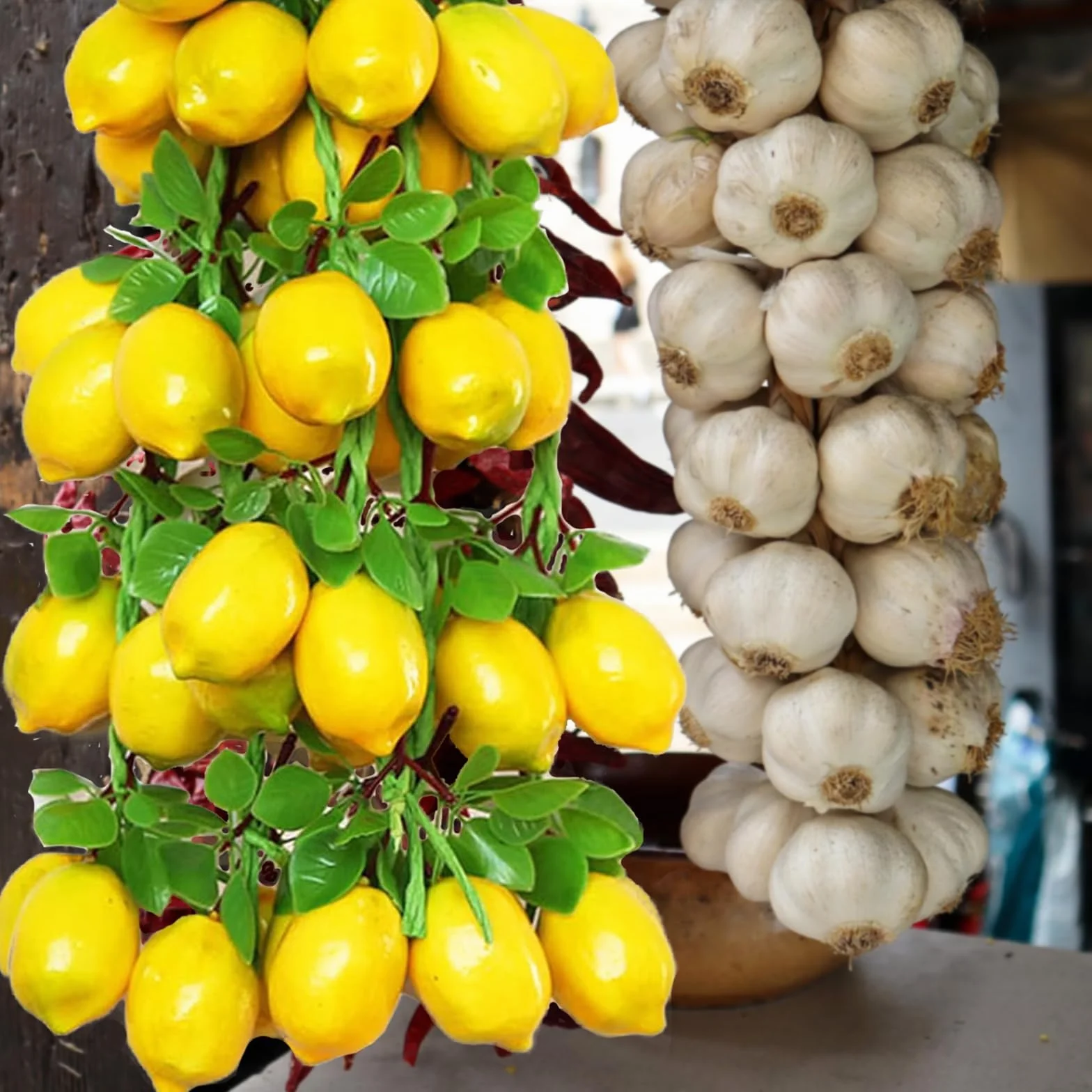 Limoni Artificiali Frutta Finta Confezione da 2 Corde Appendere Decorazioni Casa Cucina Oggetti Fotografici