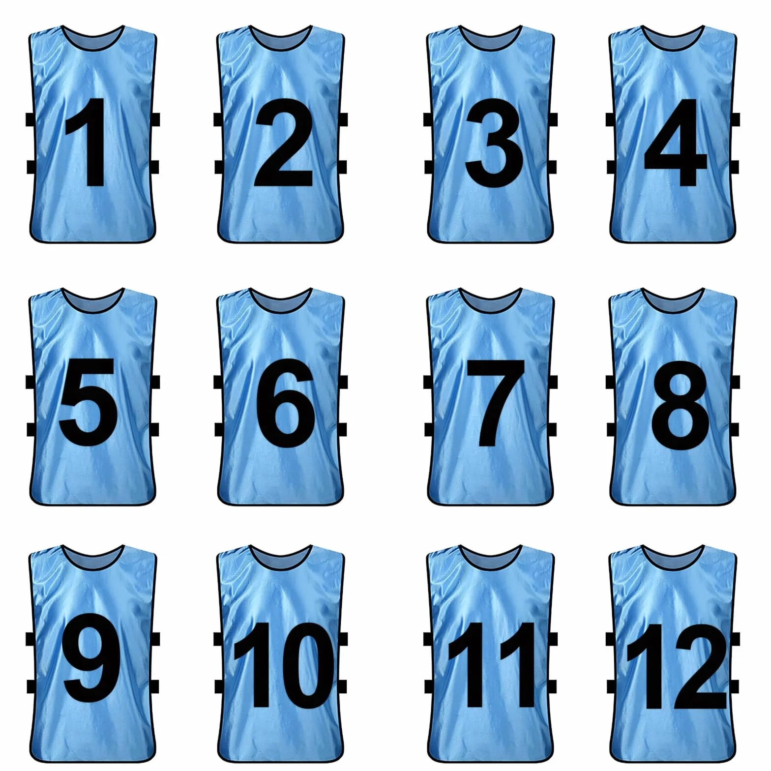 TopTie Gilet da Allenamento Numerato Vuoto Set di 12, Pinny da Calcio, Maglia da Basket Uomo