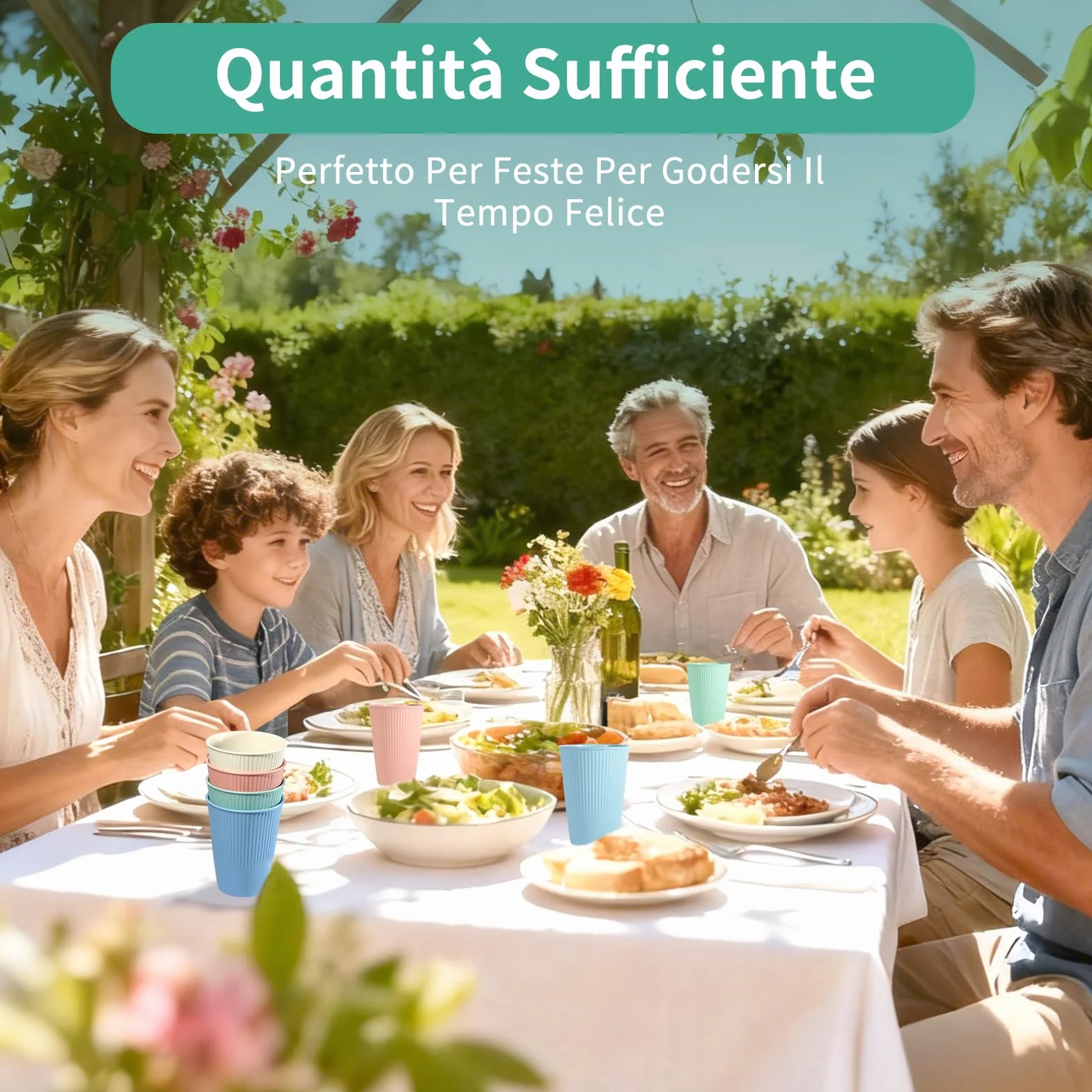 Set di 16 Bicchieri Plastica Rigida Lavabili per Feste e Quotidiano