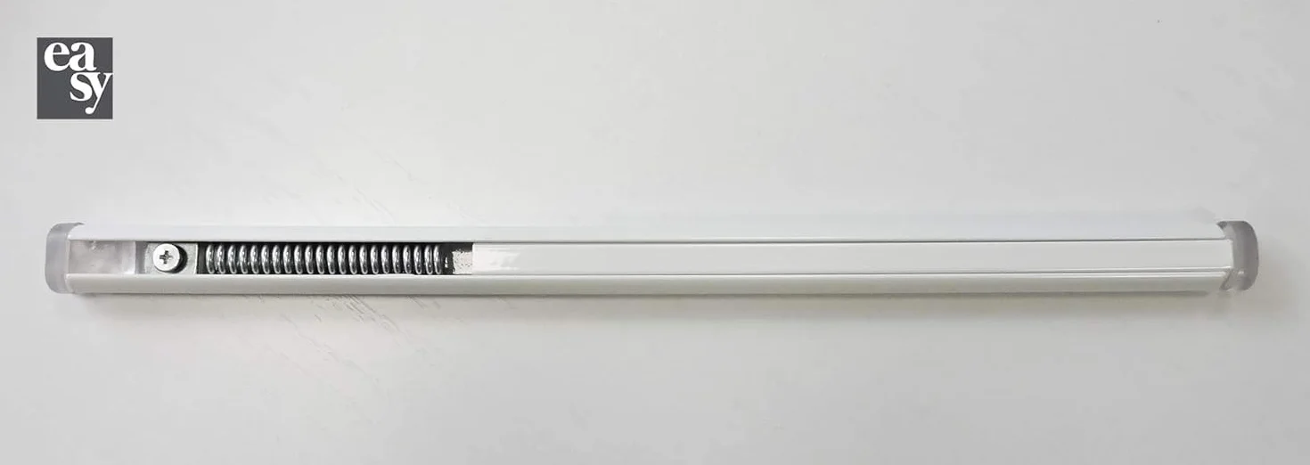 BACCHETTA A MOLLA ALLUMINIO VERNICIATO BIANCO 13 MM ESTENSIBILE PER TENDE A VETRO REGOLABILE 87-150