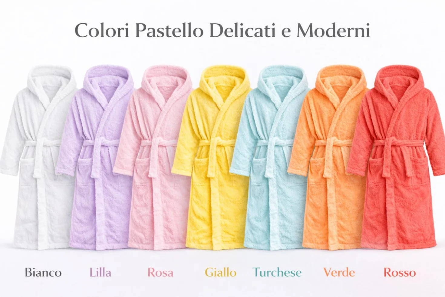Accappatoio Bambino 100% Cotone 450 GSM Cappuccio Spugna Morbida Assorbente Bimbo Bambina 2-16 Anni
