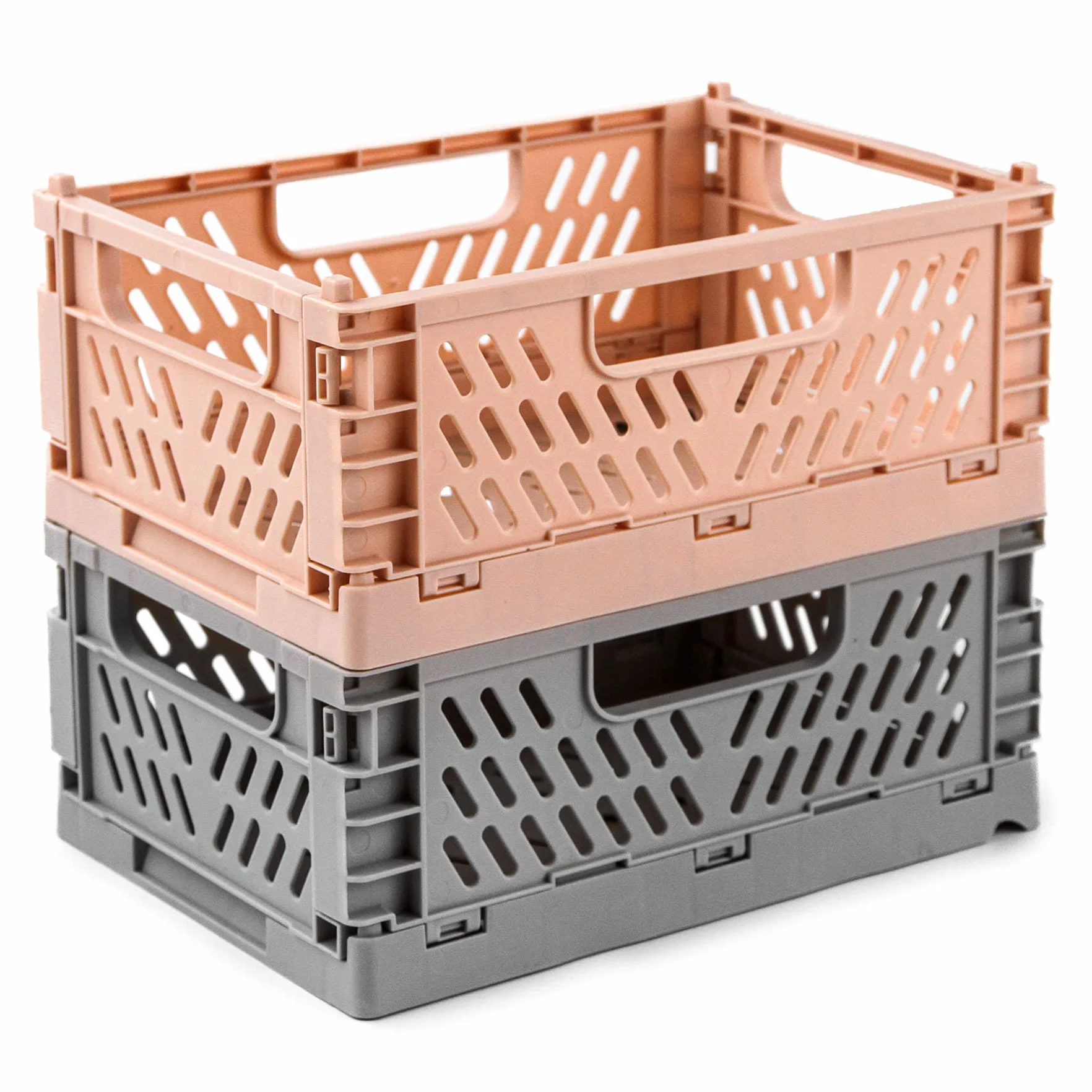Spesh scatole pieghevoli impilabili portaoggetti in plastica con manici 22x15x9 cm Rosa Grigio