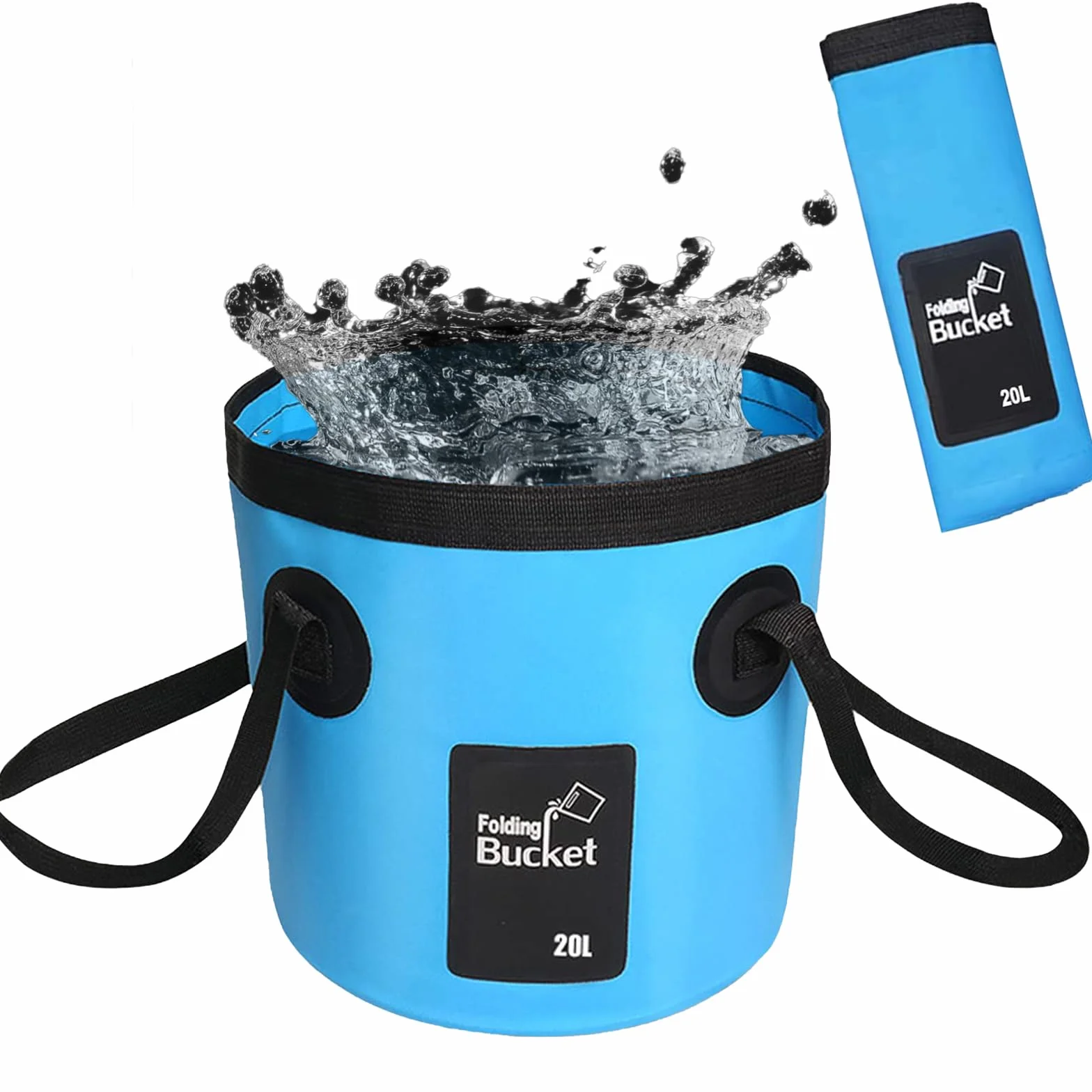 Secchio pieghevole ultraleggero,Secchio da pesca per esterni da 20 l,Portatile da campeggio con manico,pieghevole per pesca,Escursionismo,Campeggio,Lavaggio auto, ecc(blu 20L)