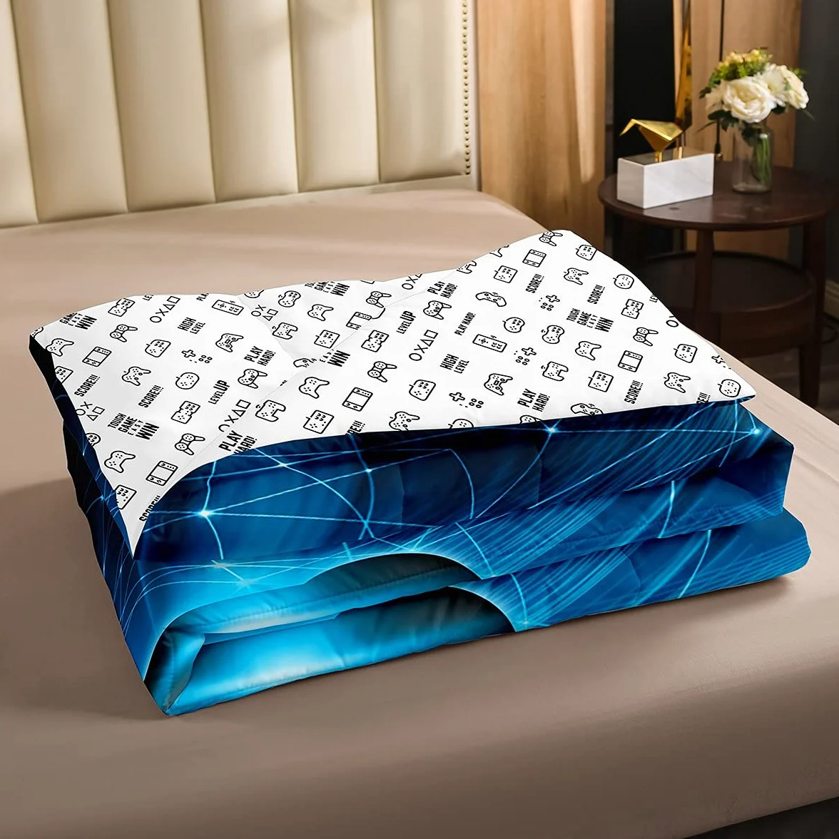 Biancheria da letto da gioco Singola Dimensione Videogiochi Comforter Set Gamer Biancheria Da Letto Trapunte Per Bambini Ragazzi Ragazzi Adolescenti Decorazione Della Sala Giochi Reversibile
