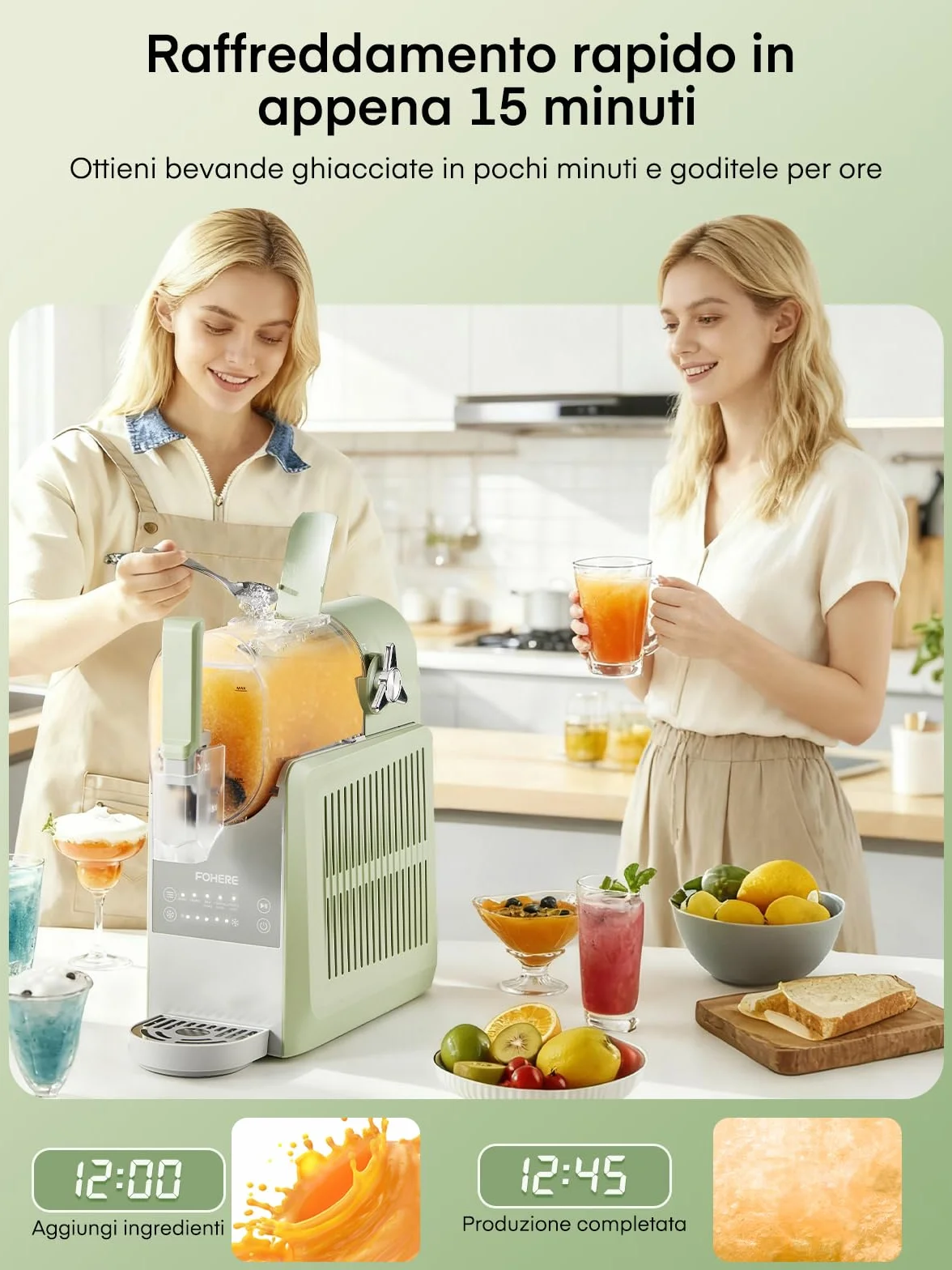 FOHERE Macchina per Granita 2,6L 5 Programmi Autopulizia