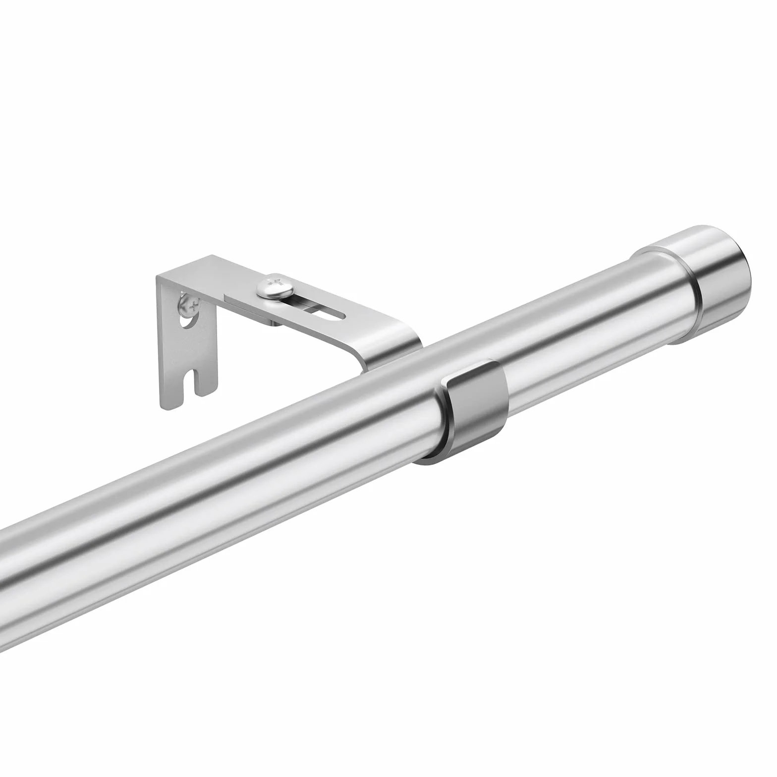 Bastone per tende con occhielli, 76-157 cm, asta oscurante in metallo estensibile, terminali argentati e staffe regolabili