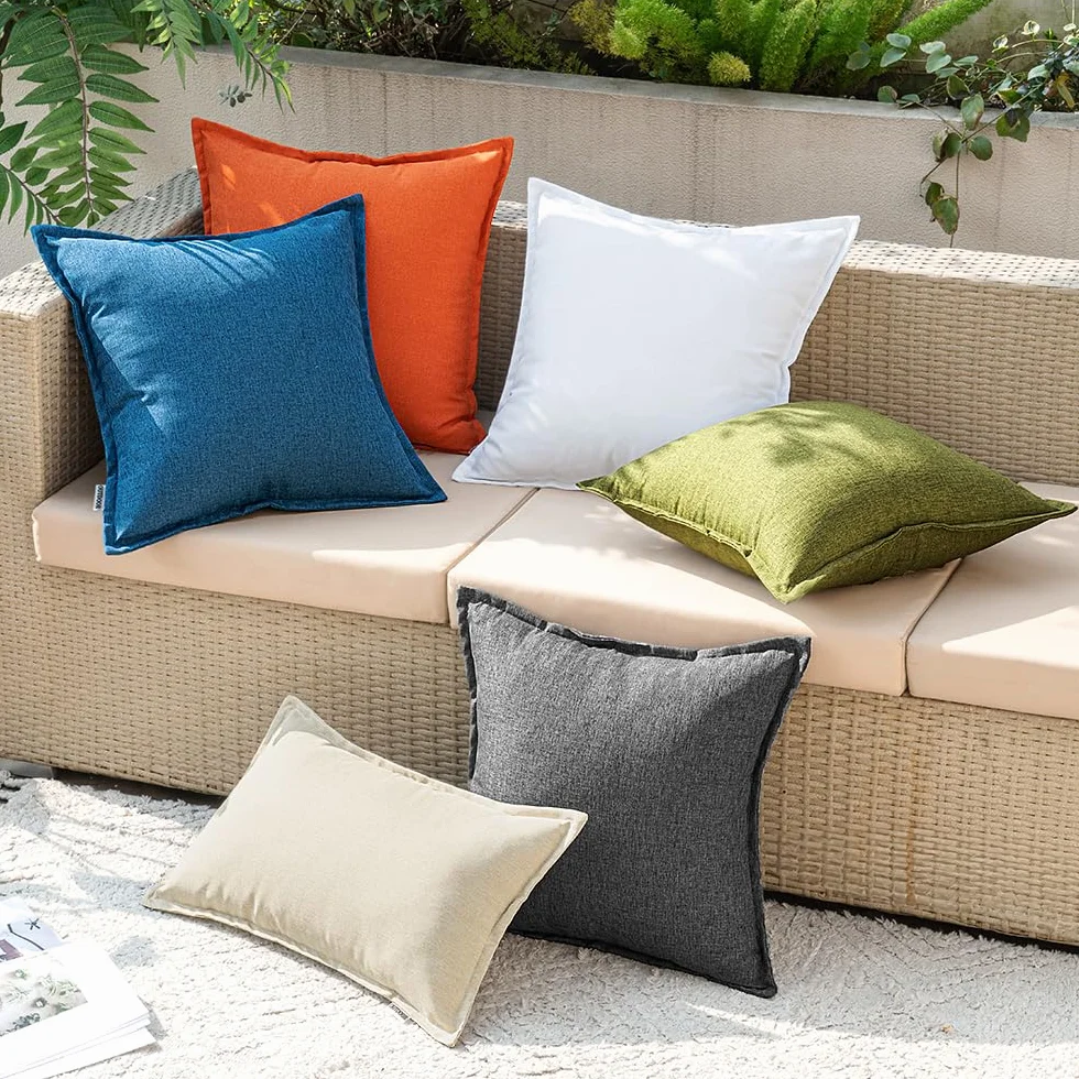 Federe Cuscini Impermeabili per Divano in Lino 30x50cm 2 Pezzi Beige
