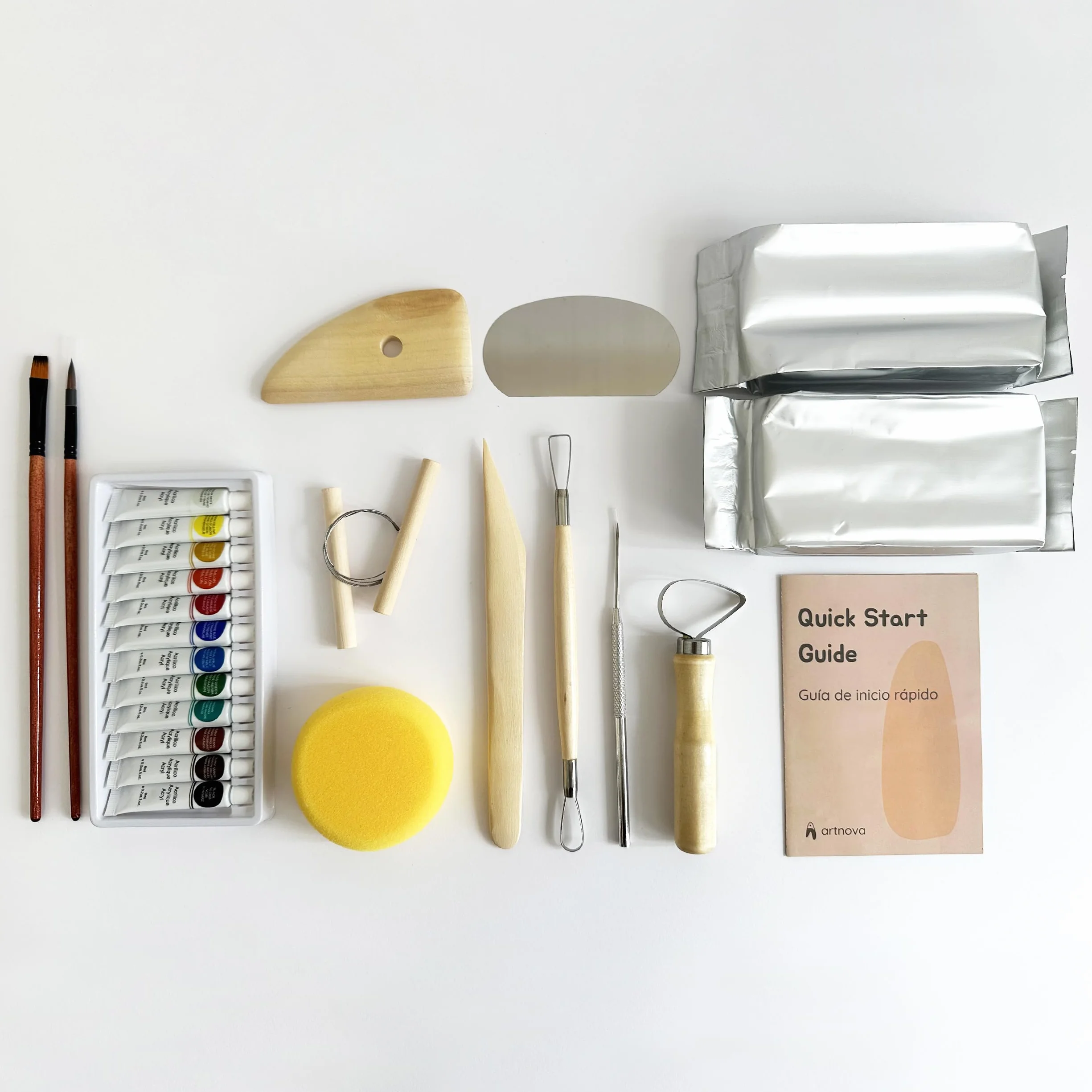 Kit ceramica: strumenti modellare, colori acrilici, guida rapida fai da te famiglia
