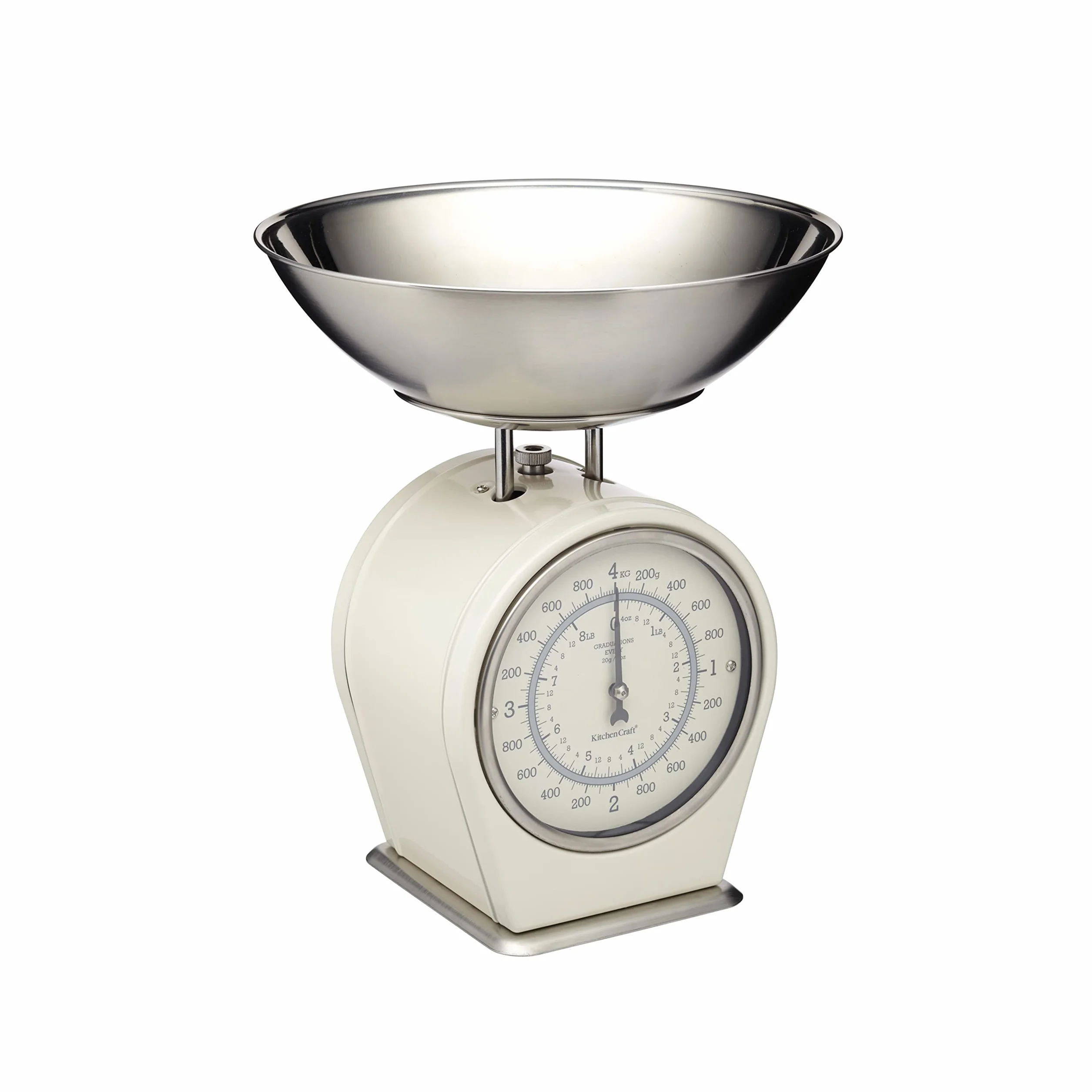 KitchenCraft Living Nostalgia Bilancia da Cucina Meccanica Analogica 4 kg Crema Antico
